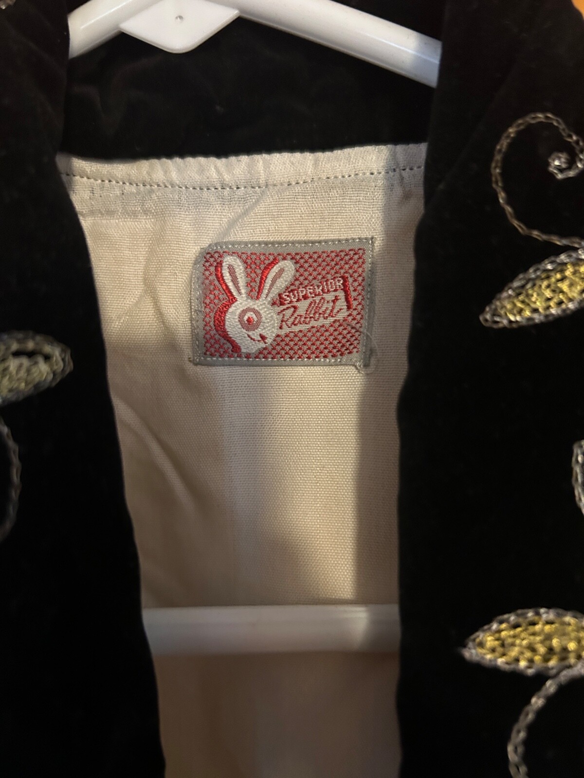 Vintage Silk and Velvet Dressing Gown Robe Asian Floral Embroidered by Superior