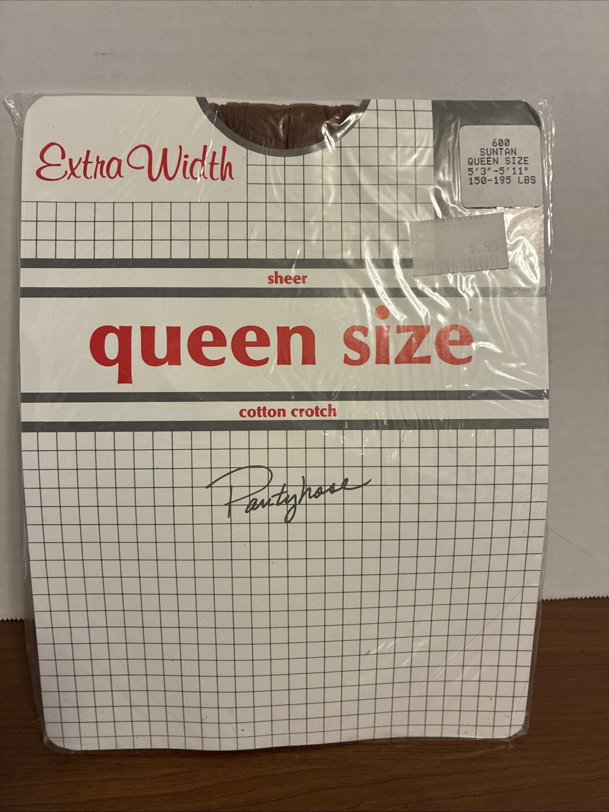 Vtg Daysheer Queen Size Sheer Suntan Extra Width Pantyhose *SEALED*