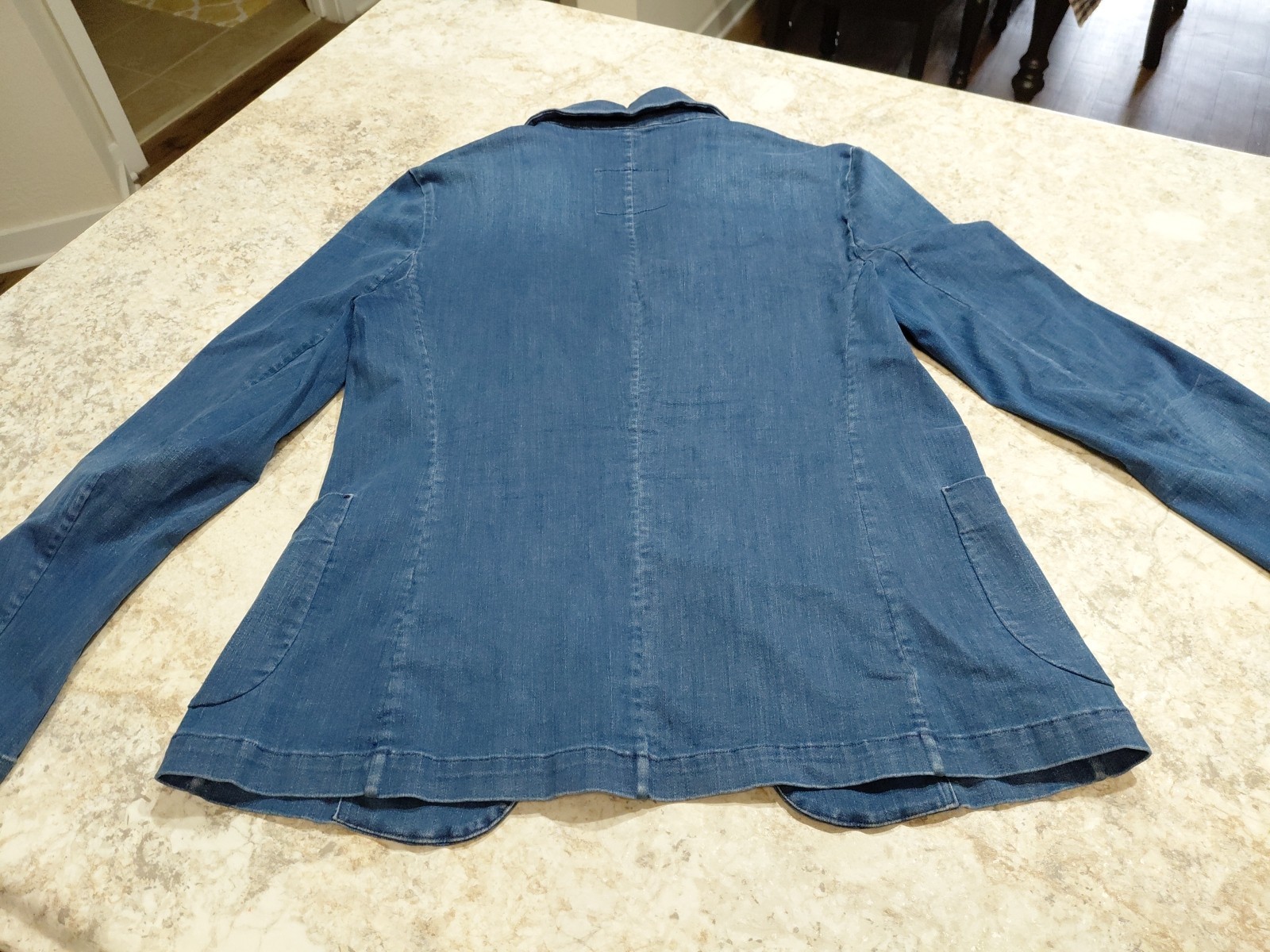 Frank & Eileen Jacket And Skirt Set Blue Stretch Top M Skirt 12 EUC