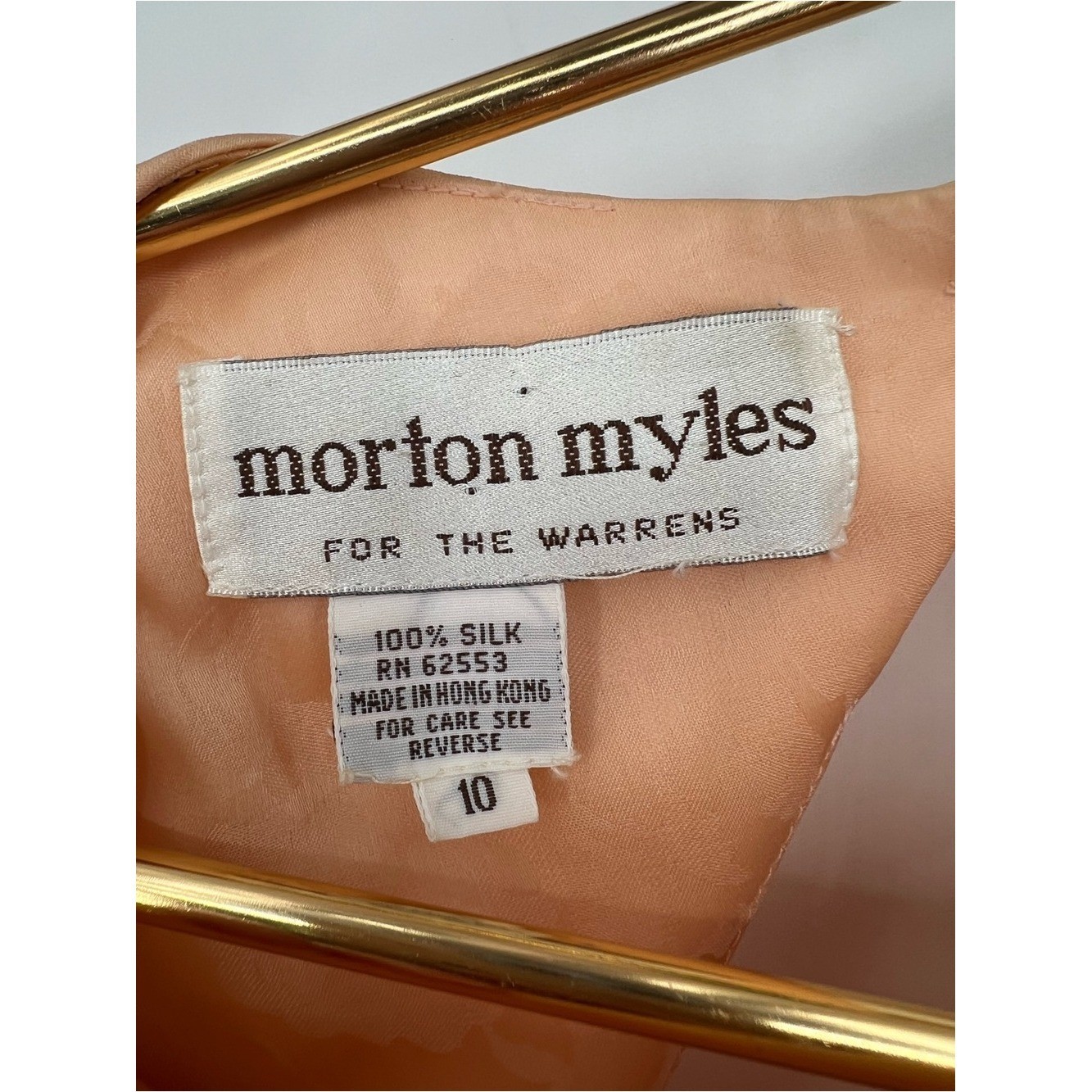 Vintage Morton Myles Silk Open back Peach Puff Sleeve Sheath Dress 10