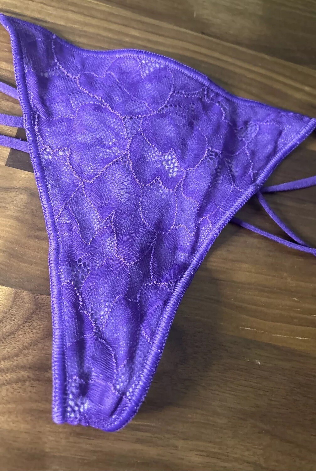VTG Victoria Secret Hi-cut Double String Thong Panties Sz M V-string Strappy Y2K