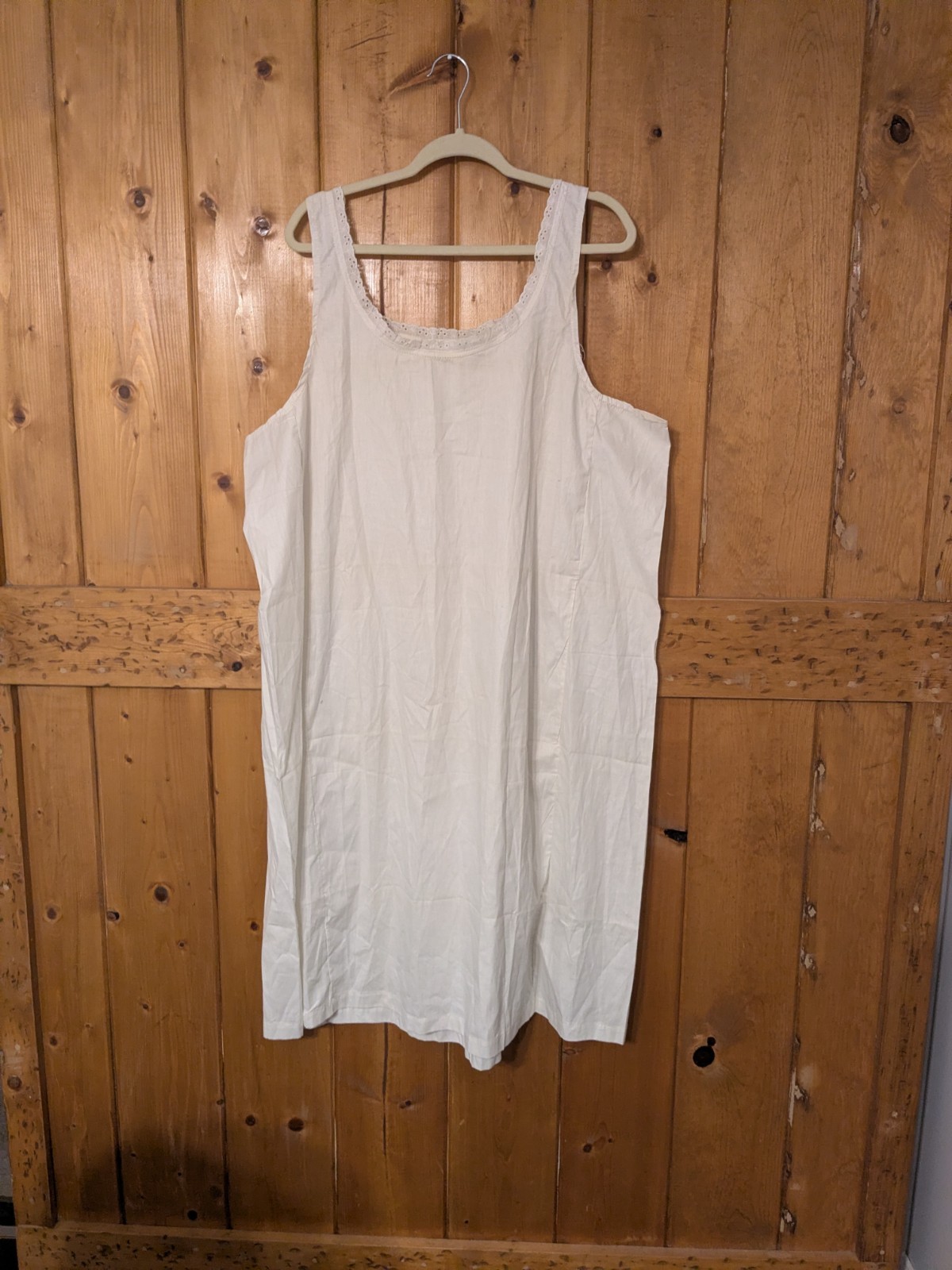 Vintage Roamans Womens White Cotton Nightgown Slip Lace Trim Plus Size 52