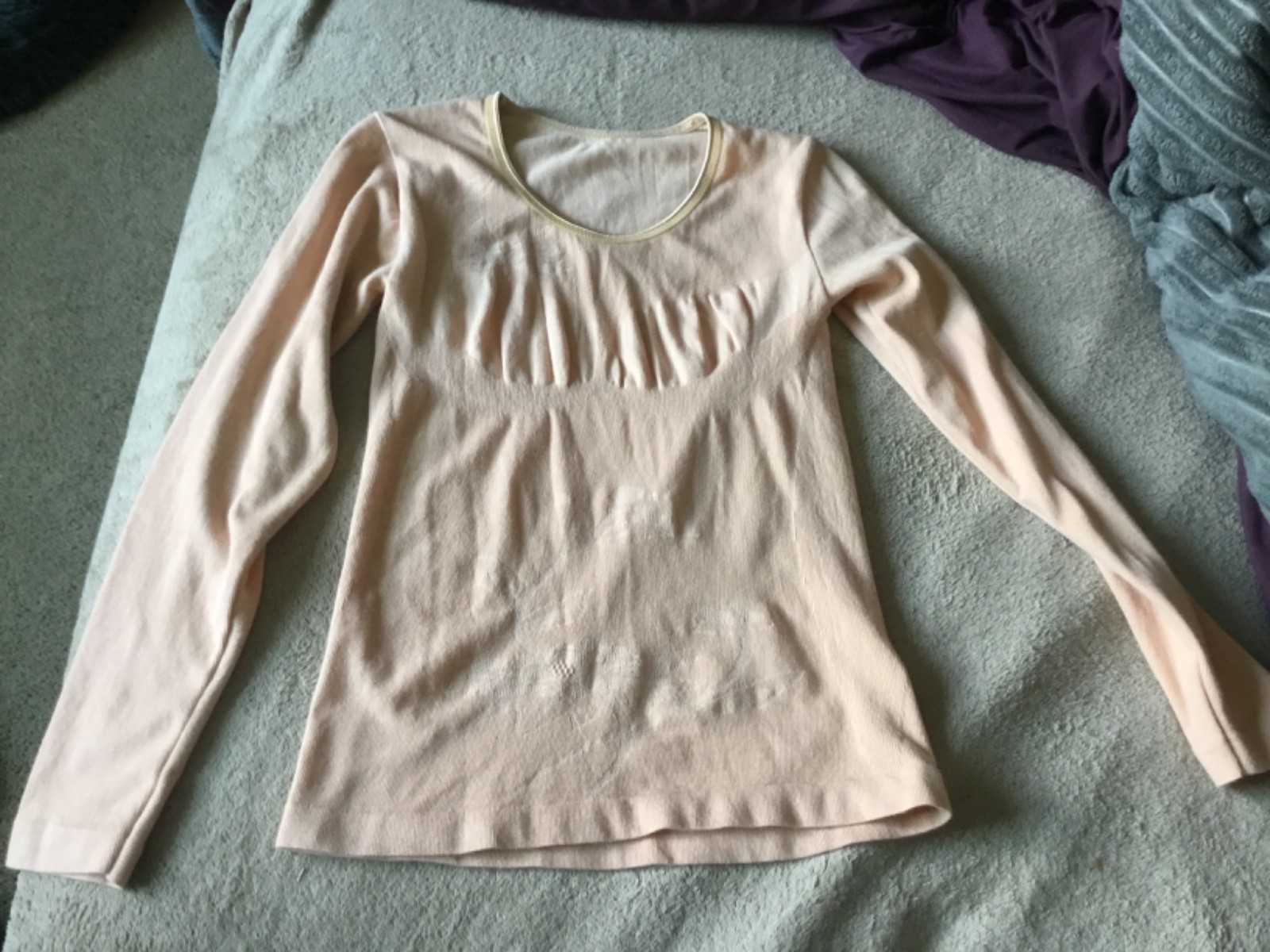 Vintage 1930s 1940s Knit cotton top long Sleeve Front decoration Art Deco SM