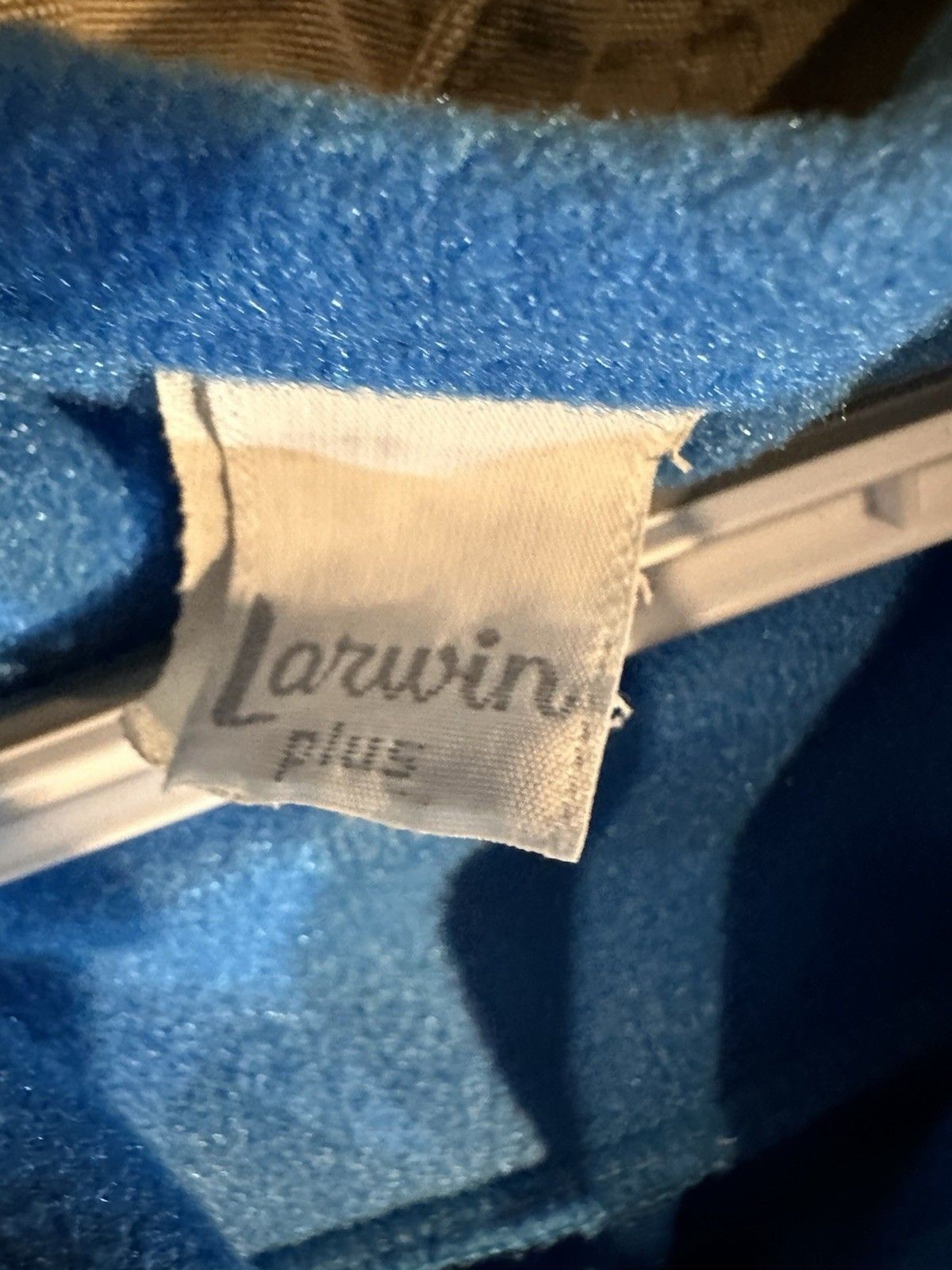 Vintage Larwin Plus Zip Robe 50/52 Blue Quilted Yoke Fleece Housecoat