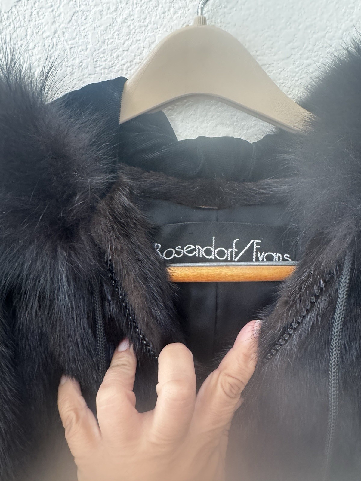 Rosendorf-Evans Women’s Dark Brown Mink Coat, Details On Shoulders