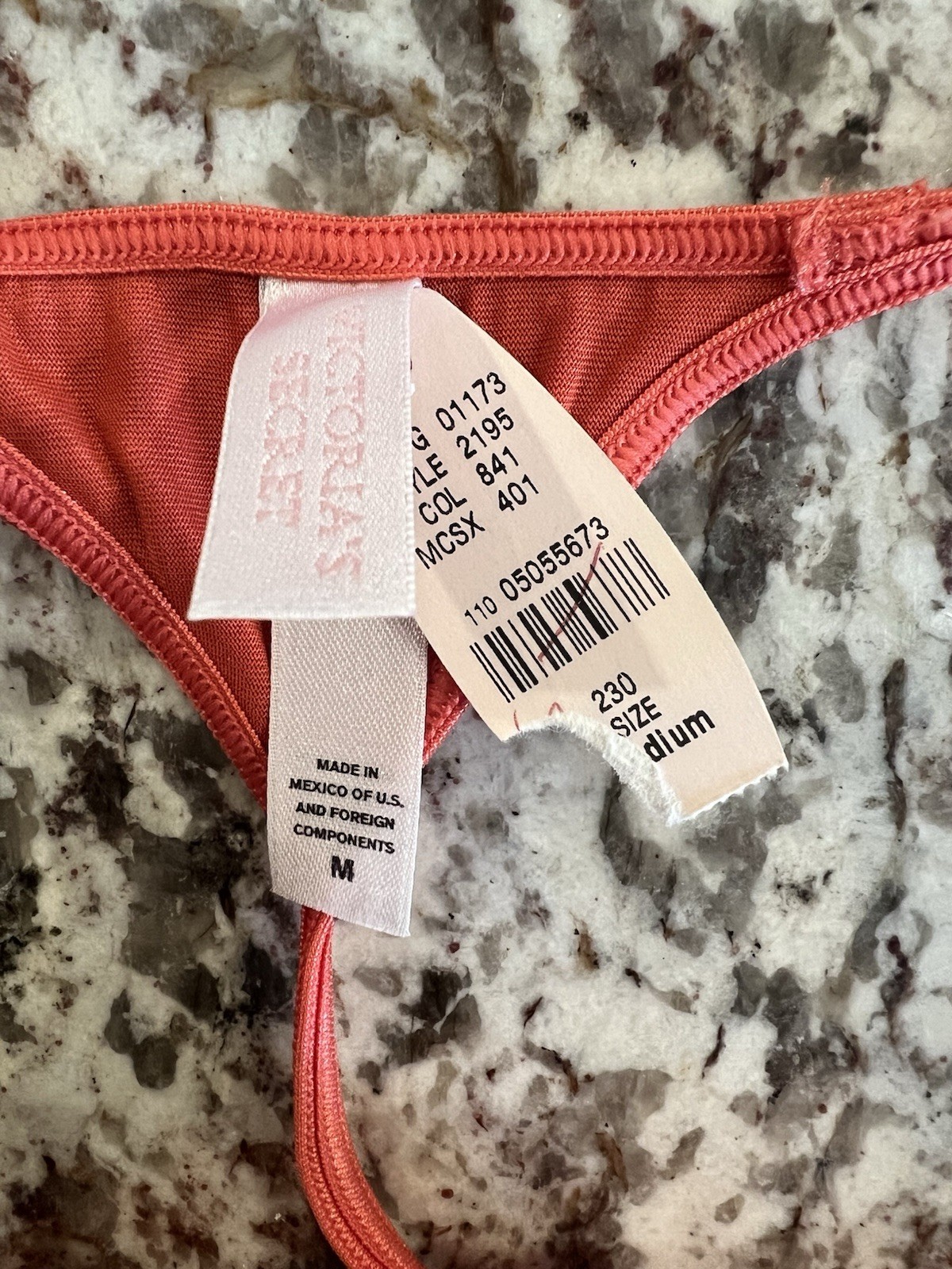 True Vintage Victoria’s Secret Second Skin Satin V String Thong Panty Orange MED
