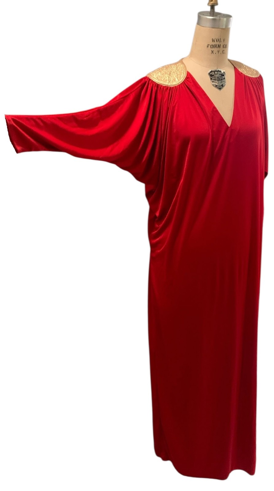 BILL TICE Vintage 70s/80s Women’s Glam Disco Era Lipstick Red Jersey Column M/L