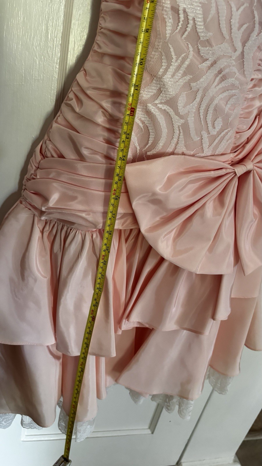 VTG 80’s ZUM ZUM PINK Moire LACE Ballet STRAPLESS Prom PARTY DRESS ILGWU S 4-6
