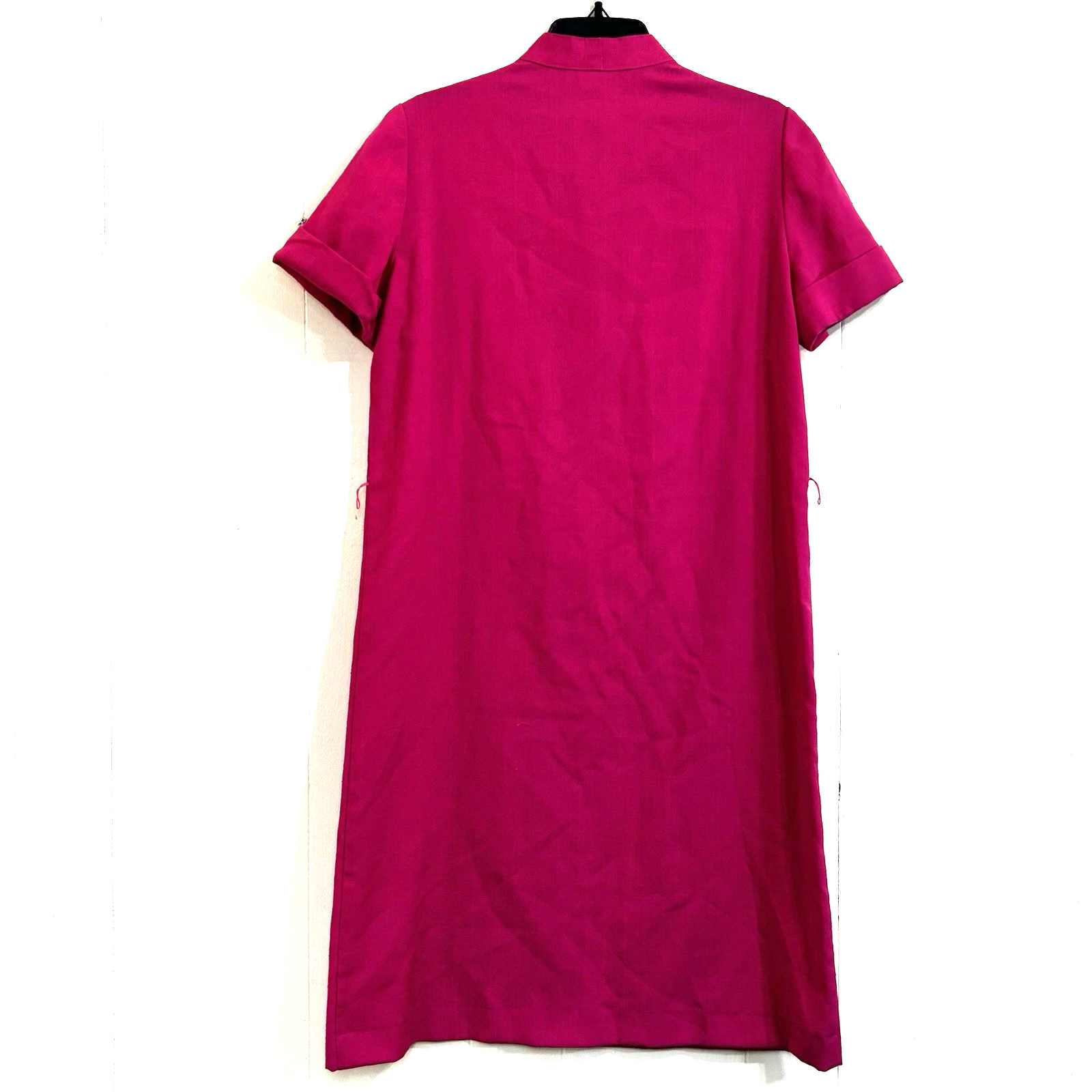 Vintage 70’s Schrader Sport Midi Dress Size 14 Hot Pink Embroidery Texture Dress