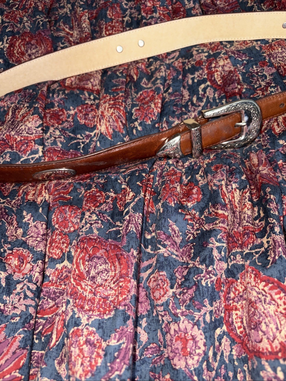 Vintage Ralph Lauren 100% Cotton Floral Country Western Shirt Sz XL Skirt Sz 8