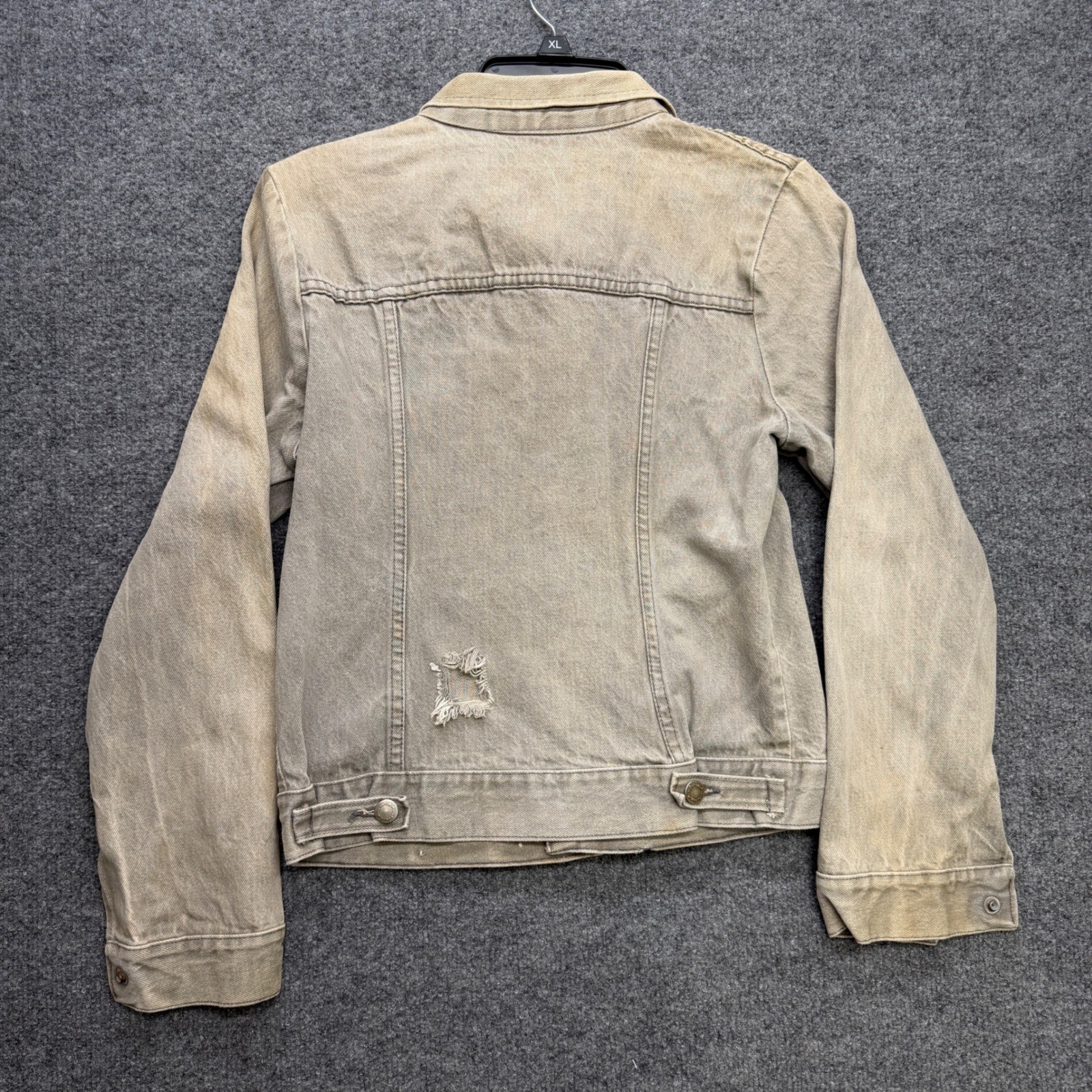 Vintage Wrangler Denim Jacket Tan Sand Wash Distressed 100% Cotton 915BCHR XL