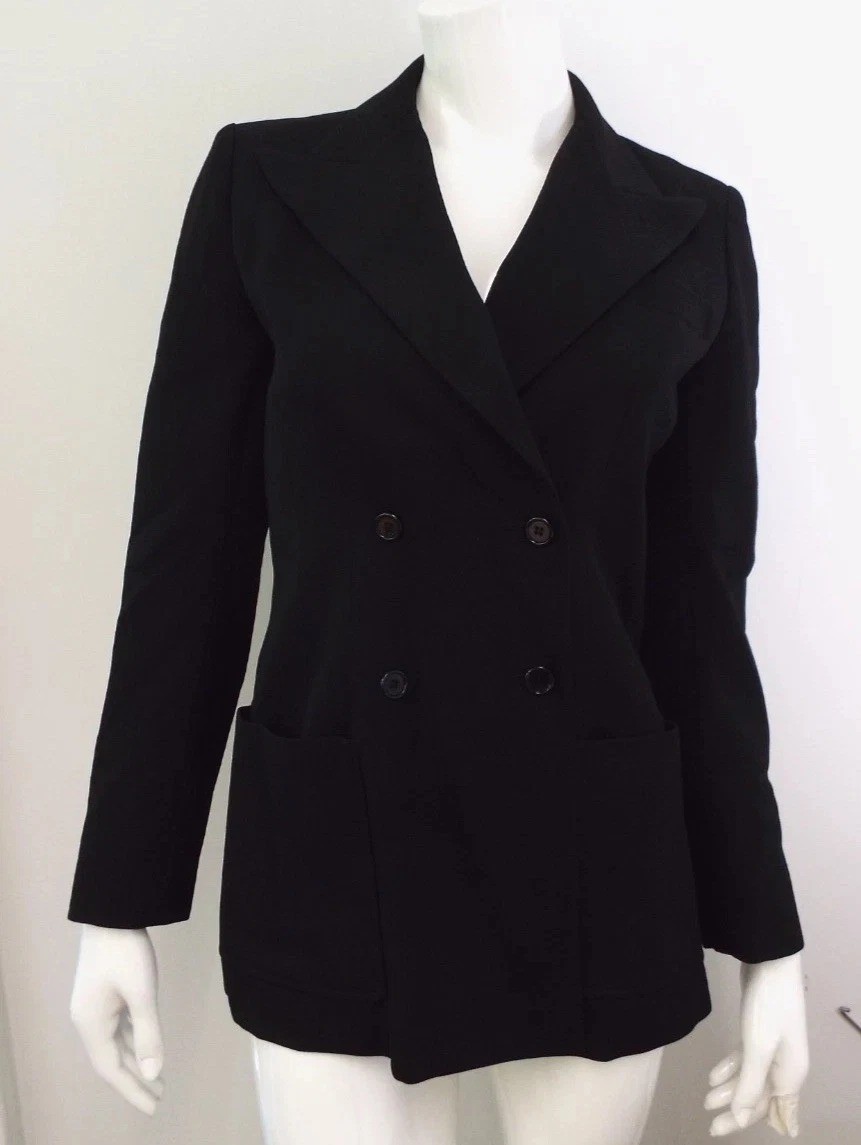 Vintage Yves Saint Laurent Rive Gauche Black Wool Blazer Jacket Women’s Size 40