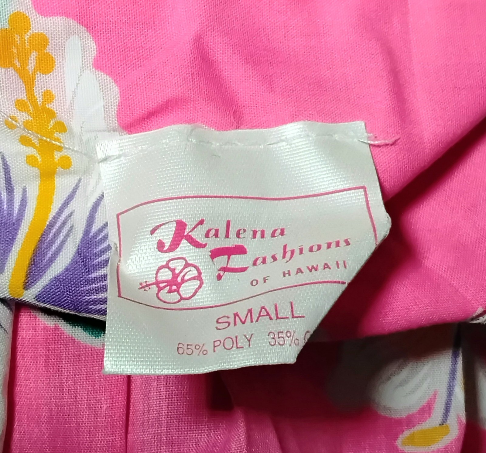 Kalena Fashions Vtg Hawaiian Muumuu House Dress Pink Hibiscus Sz S USA