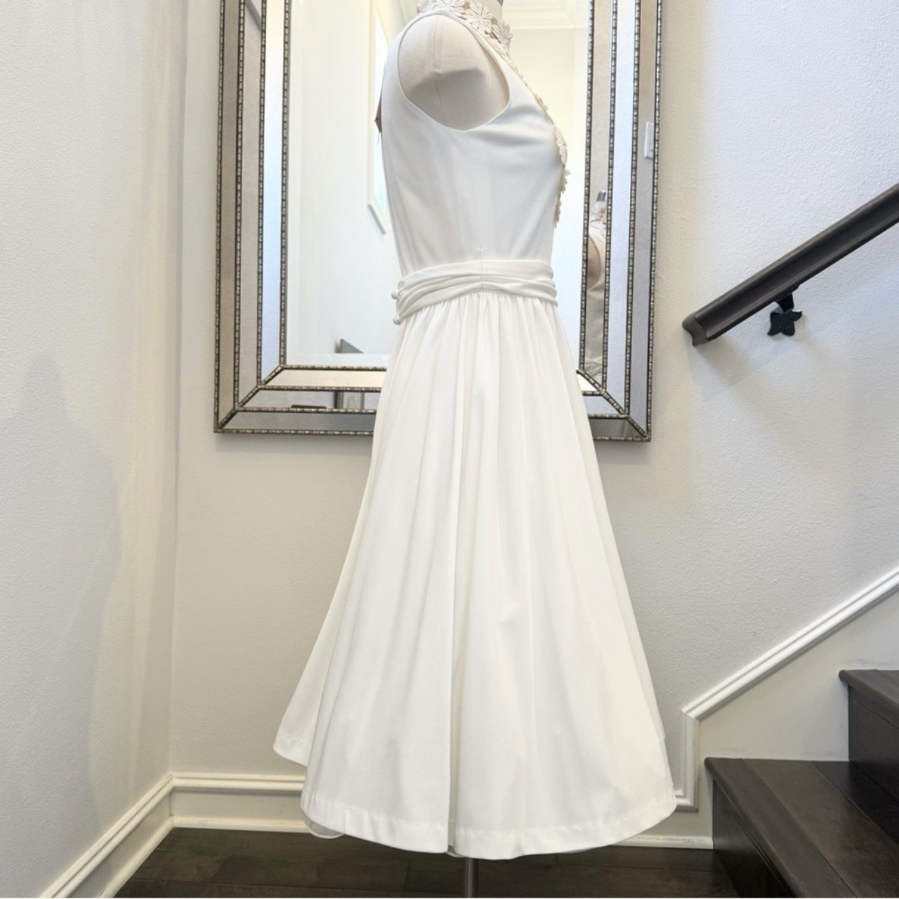 Vintage Lilli Diamond White Daisy Sheer Illusion NWT Deadstock 60s Midi Dress 10