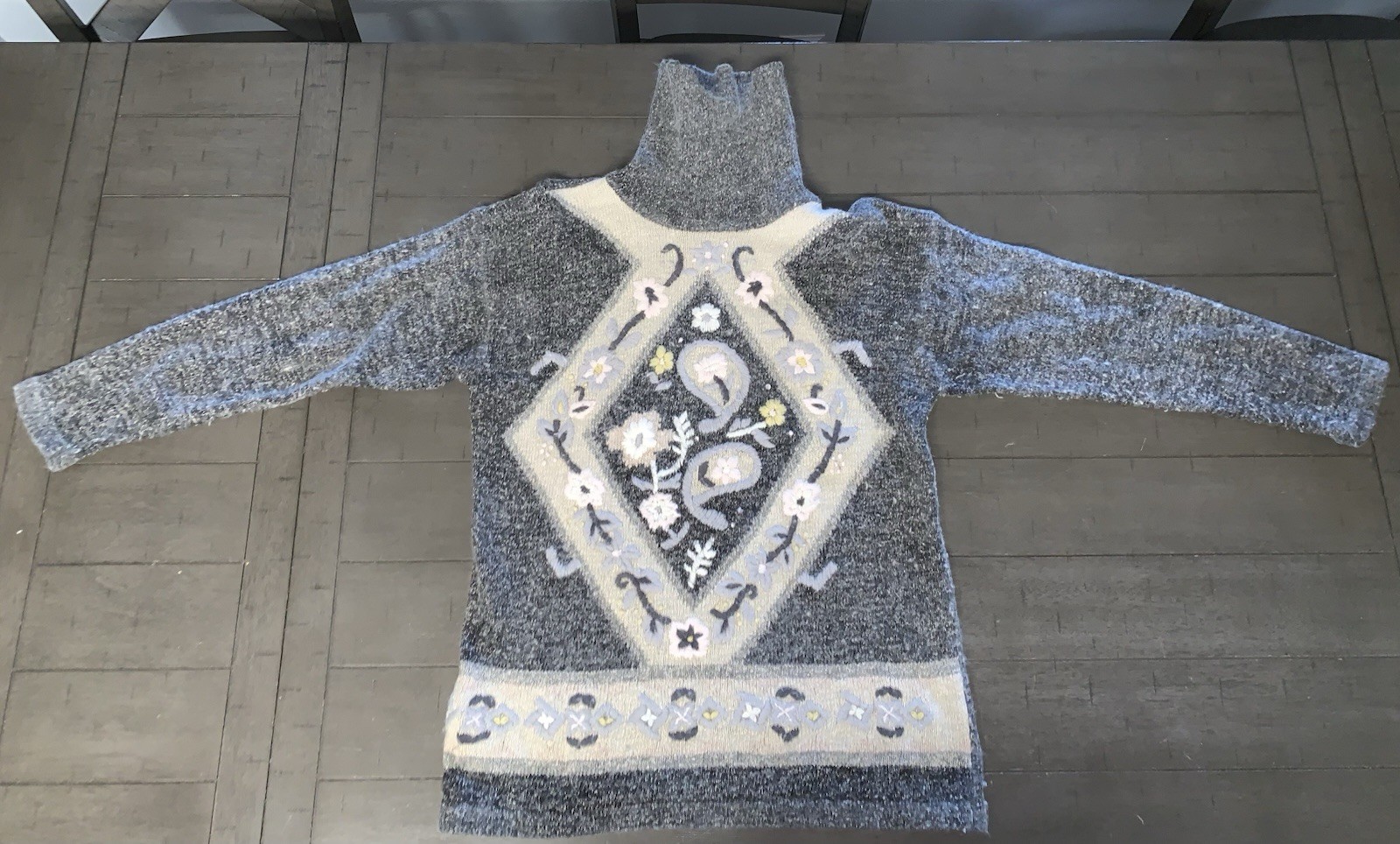 A3 VTG 90s LARGE 14-16 SEGUE SILK ANGORA HAIR BLEND TURTLENECK SWEATER GRAY
