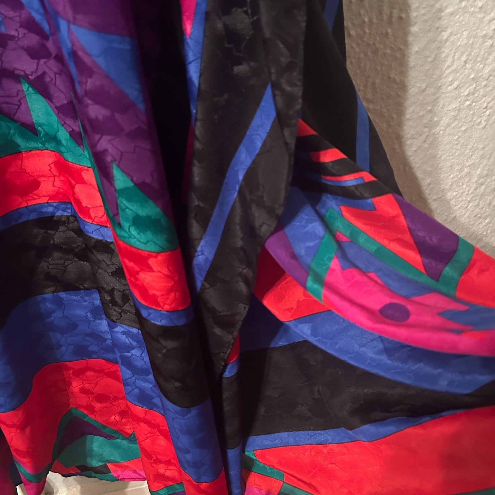 Vtg 80s Ruth Norman New York Colorful Caftan Dress Abstract Art To Wear One Size