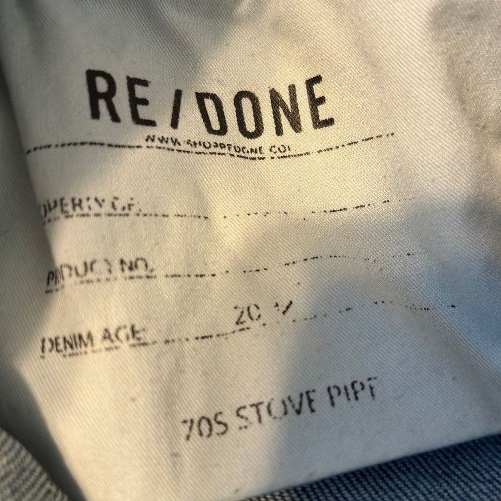 RE/DONE 70s Stove Pipe High Rise Ankle Jeans in Dusk Destroy Size 25