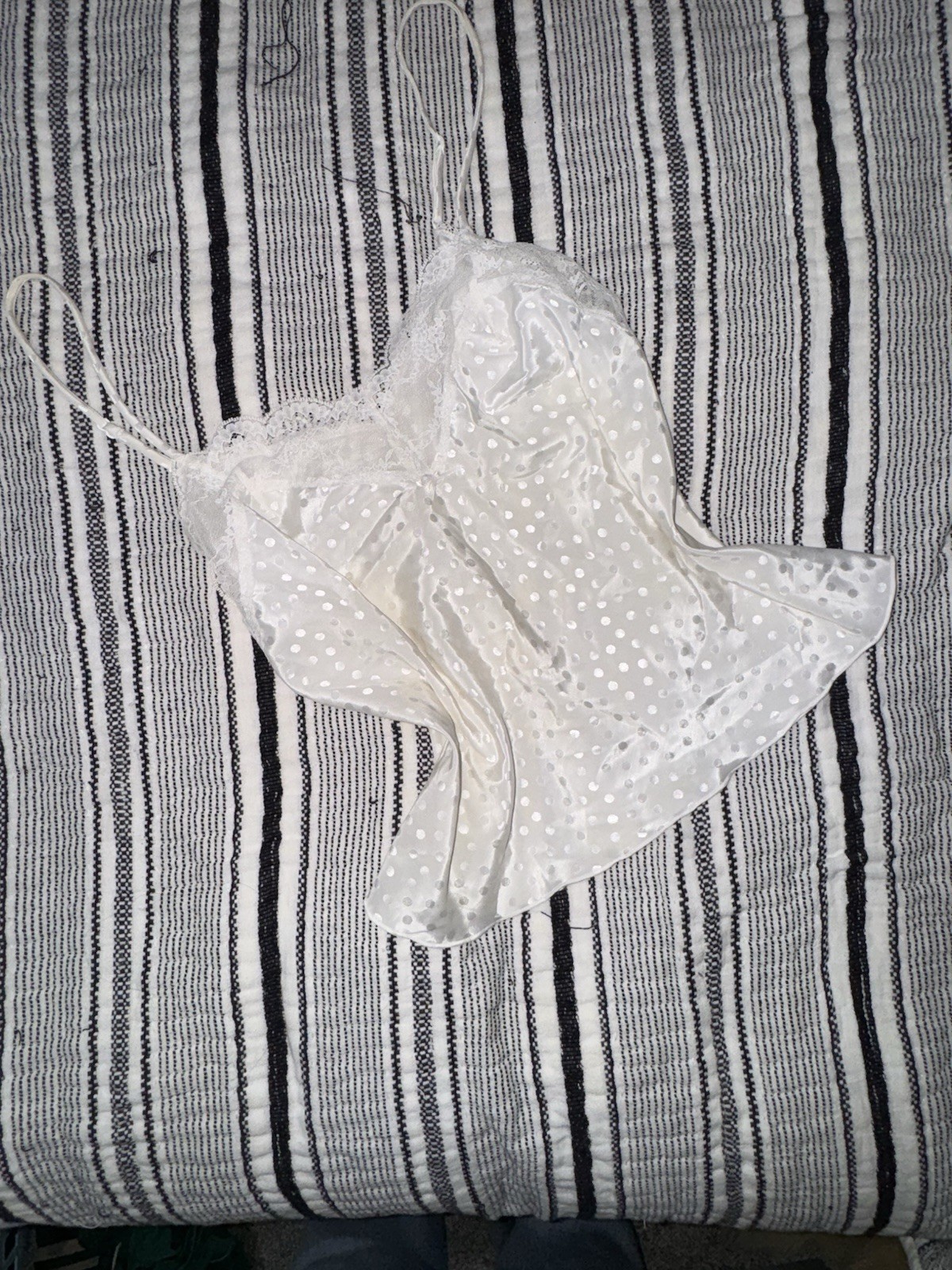 VINTAGE Warner’s Originals Polka Dot Satin Lace Spaghetti Strap Camisole Sz S