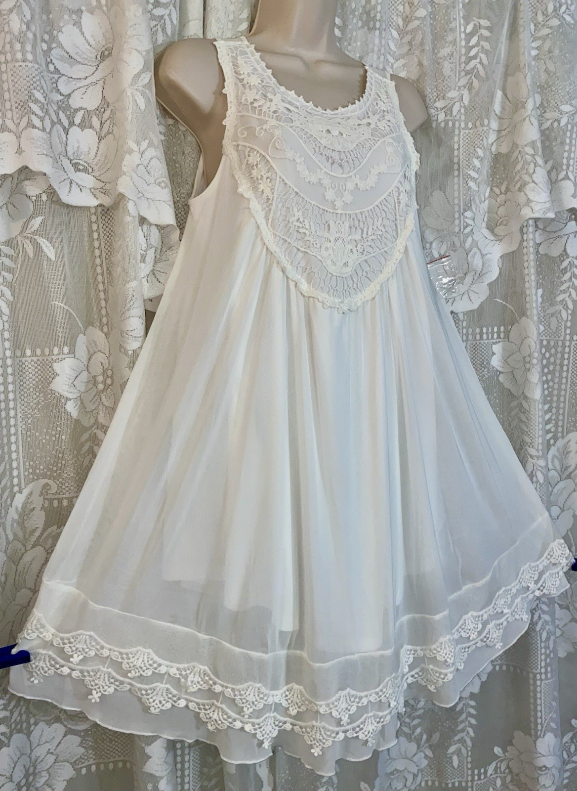 VTG Design NWT L FANCY Bridal BOHO Snow White Nightgown Negligee Nightie