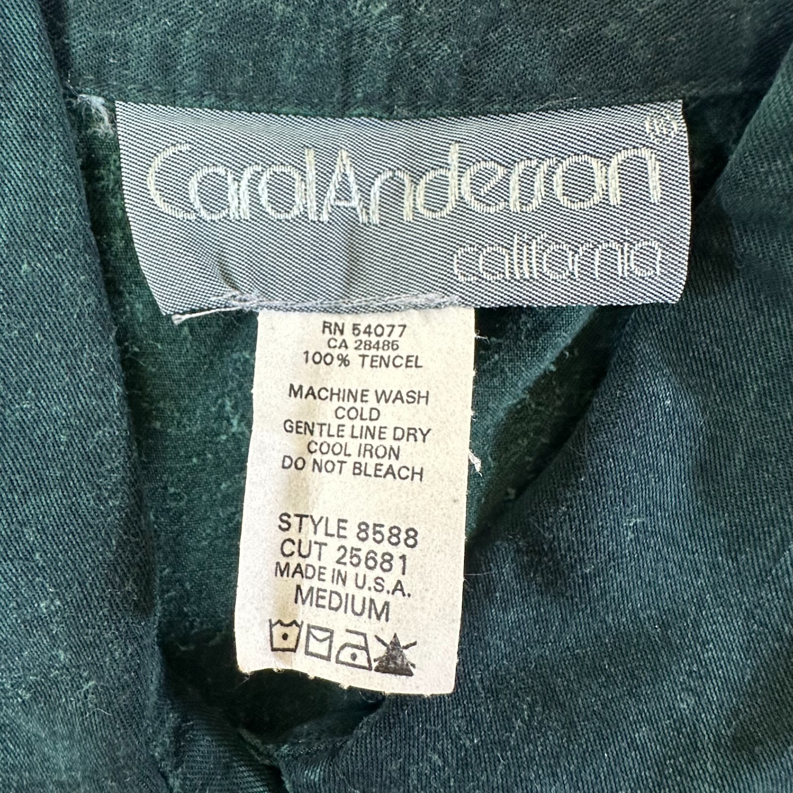 Vtg Carol Anderson Maxi Dress M Green Tencel Prairie Western Cottagecore Button