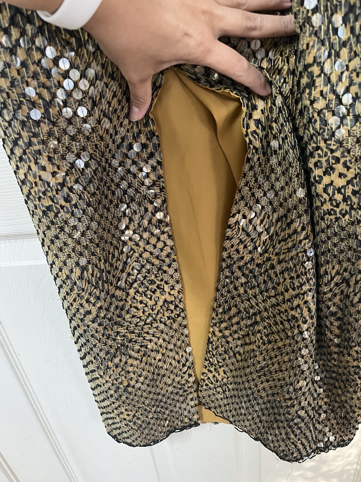 VTG Beaded Sequin Long Dress Mixed Leopard Prints Size “S”