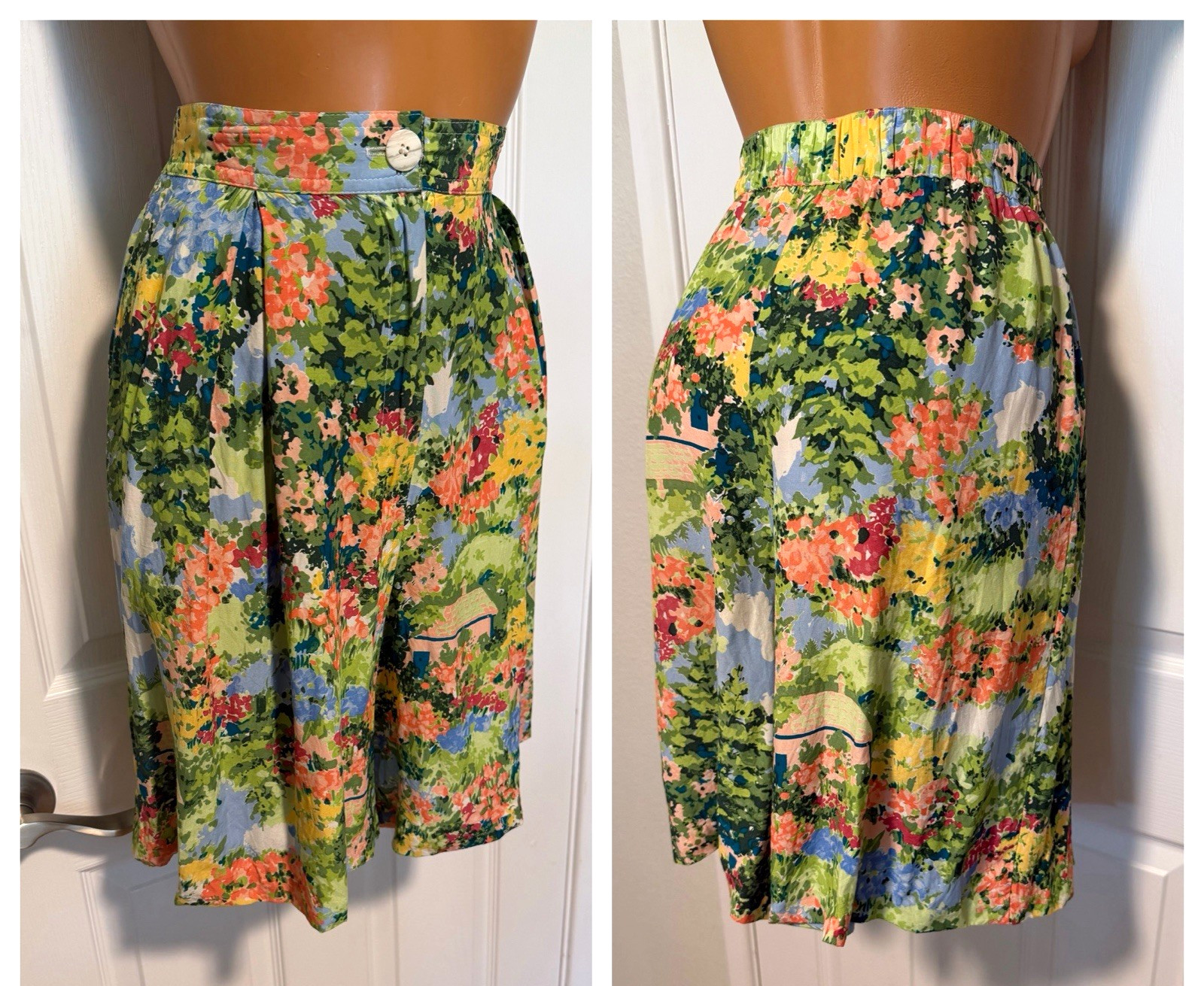 VTG 80’S CAROL ANDERSON COLLECTION COTTAGE FLORAL SKORT SKIRT SHORTS SZ M