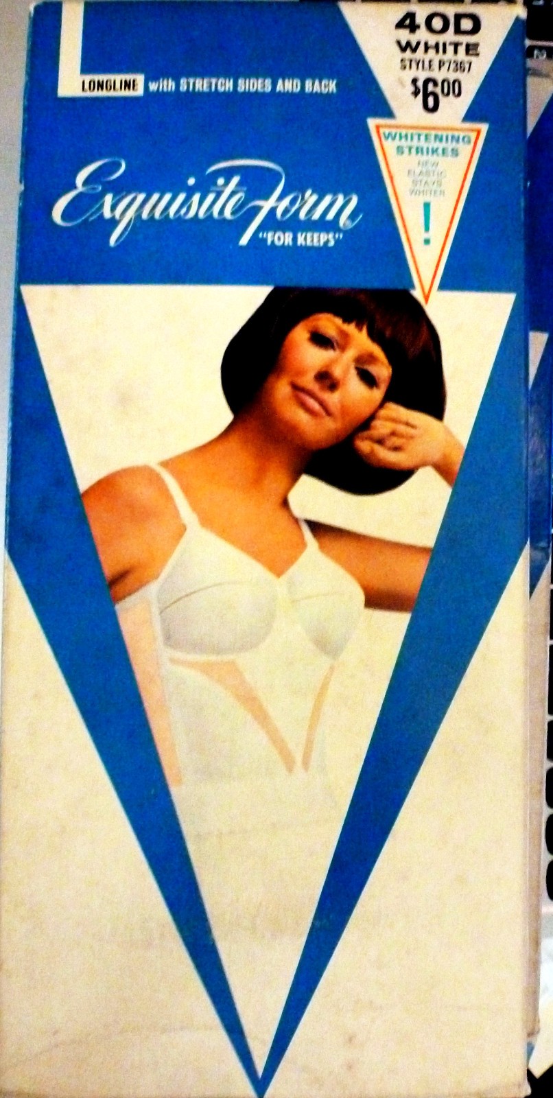 EXQUISITE FORM “FOR KEEPS” VINTAGE WHITE LONGLINE WIREFREE BRA 40D NWT P7367