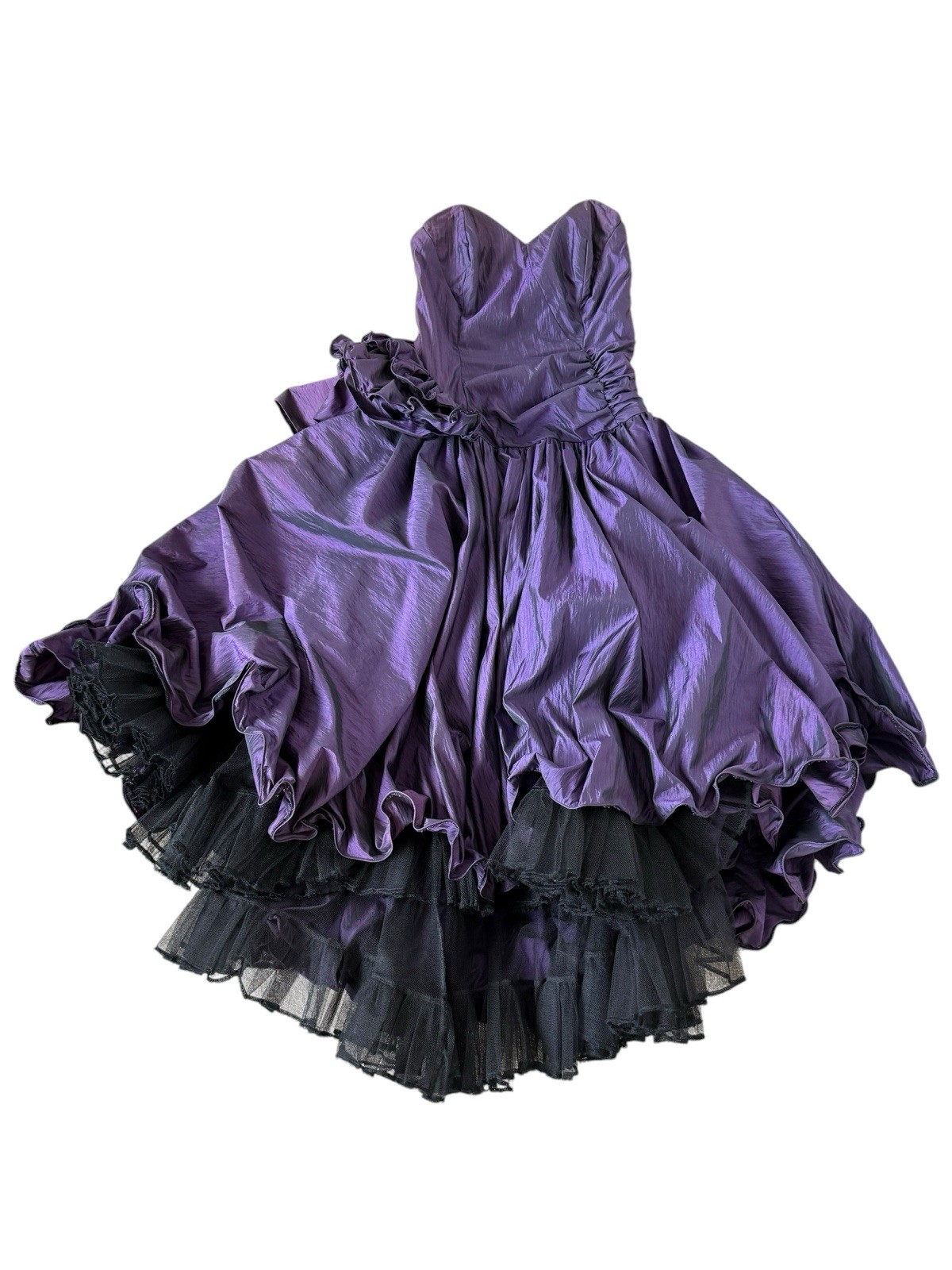 STUDIBAKER HAWK dress formal Purple Black Full Skirt Bustle gown 1980s Vintage 8