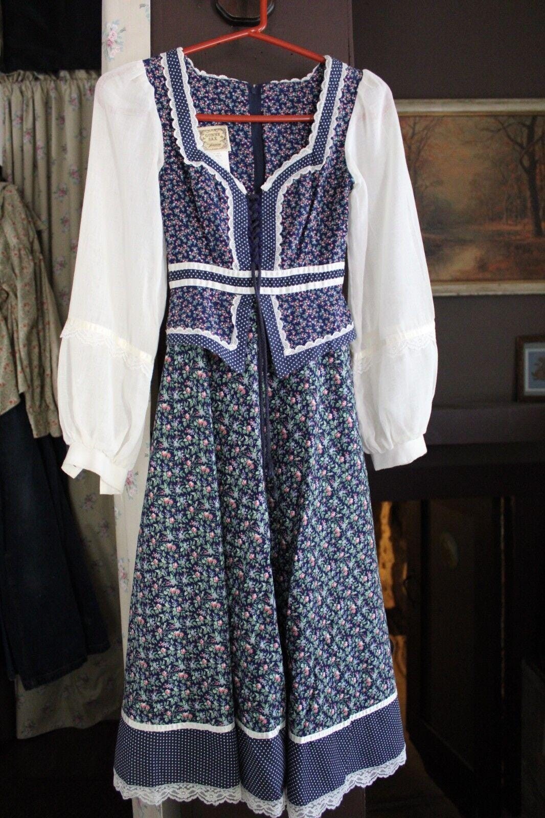 Beautiful Gunne Sax Vtg Clothing Lot 2 Dresses, Peplum Boho Floral, Prairie Midi