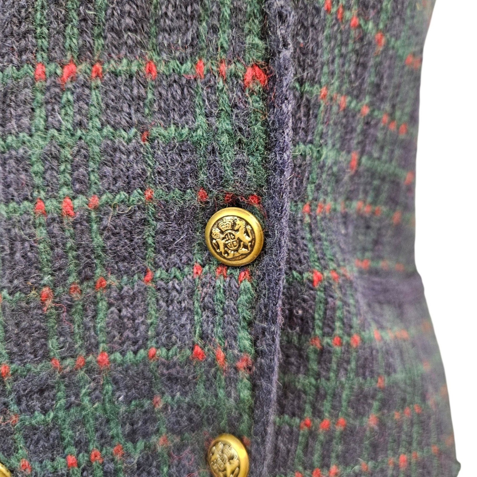 Vintage Susan Bristol Petite Plaid Wool Vest Double Breasted Shawl Collar W51