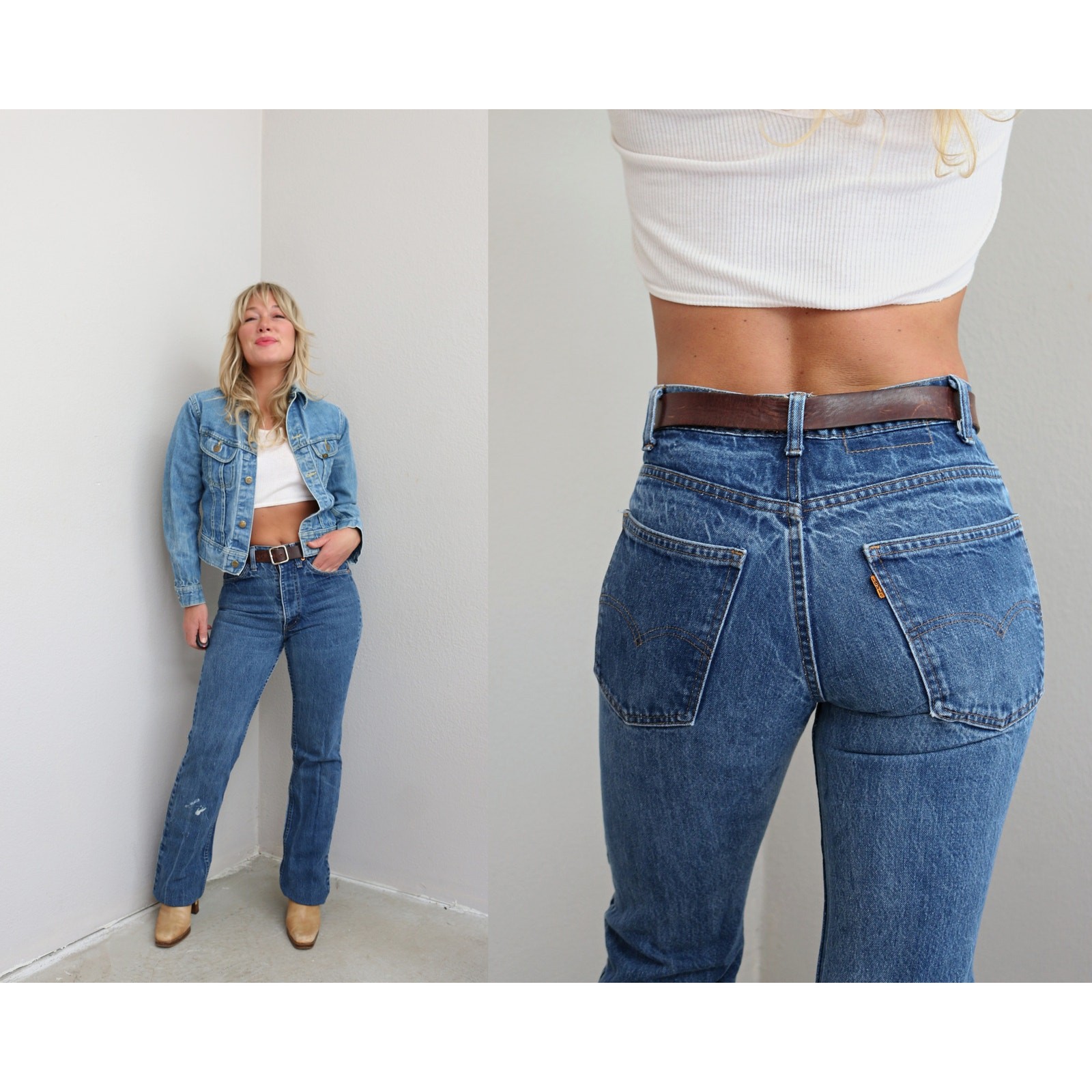1980’s Vintage Faded Wash Levi’s 517 Boot Cut Jeans ~Women’s XS SM 28″ 29″ Waist