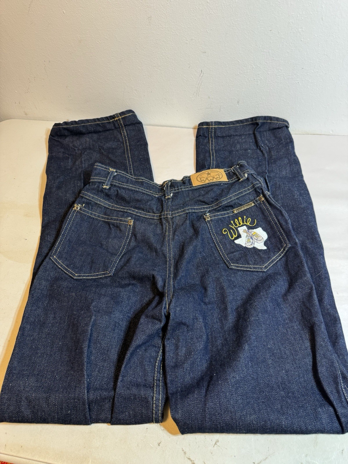 vintage willie nelson willlie western wear denim blue jeans womens 26×33