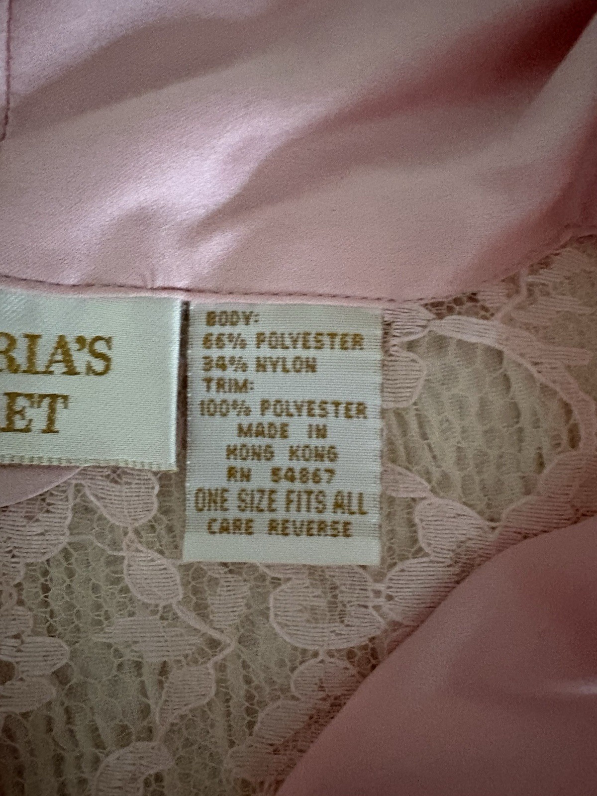 Vintage Gold Label Victoria’s Secret Pink Lace Robe Satin Trim Tie Belt One Size