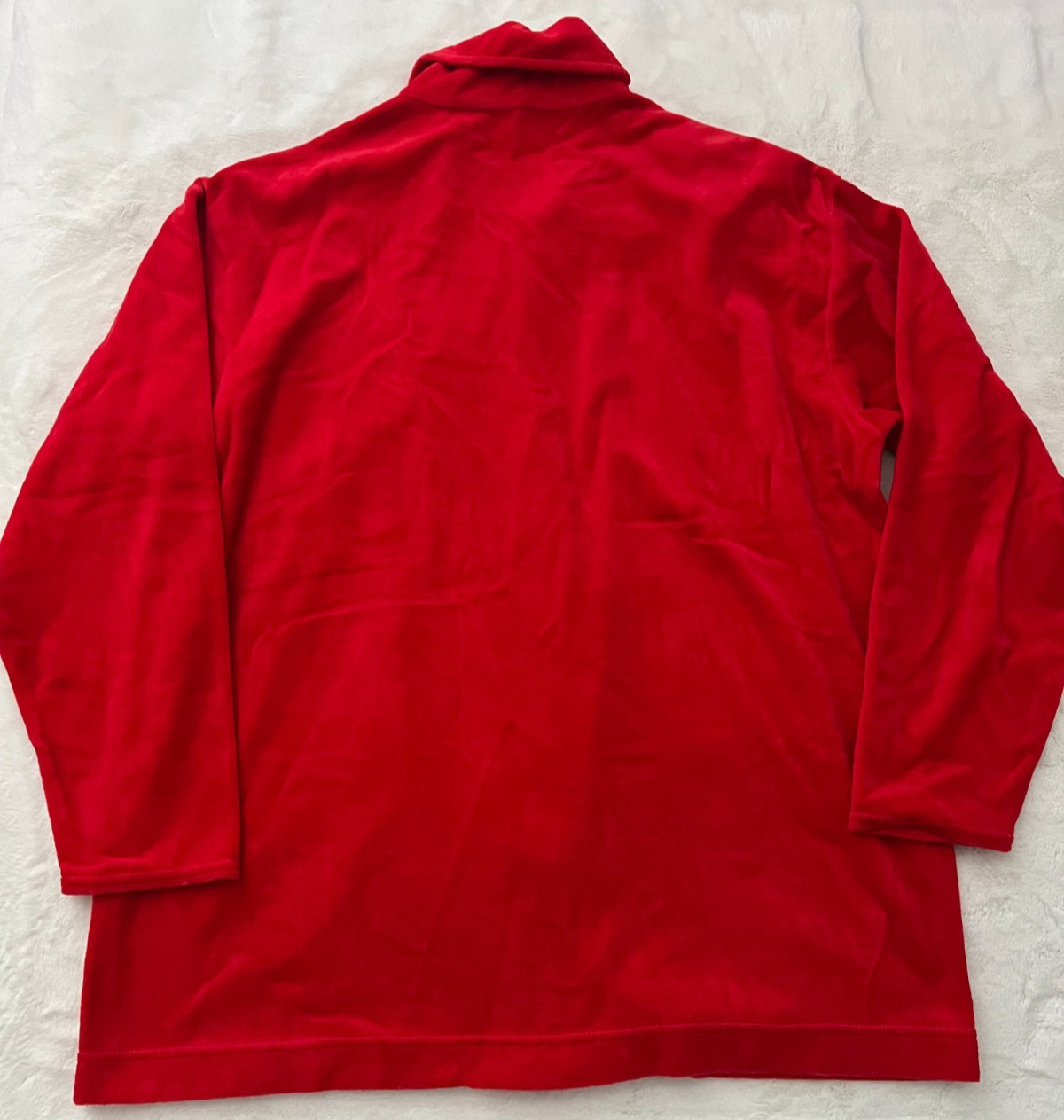 Vintage California Roc Red Velour Long Sleeve Button Front Blouse Womens Top L