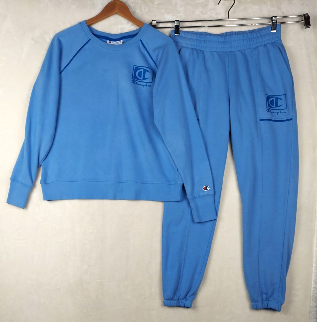 Vintage 90s Champion Sweatsuit Womens Med/Large Blue Cotton Blend French Terry