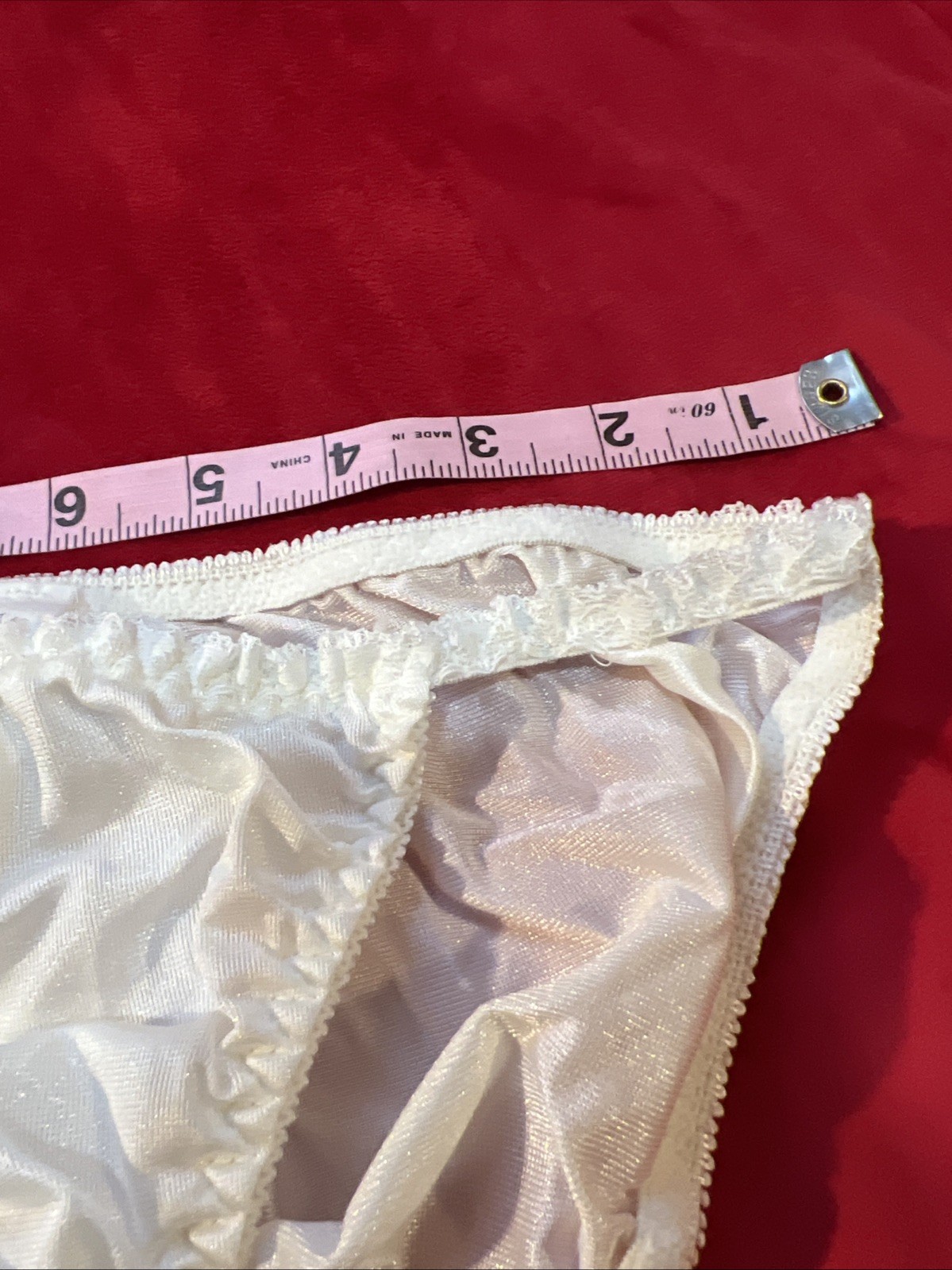 Vtg Escante String Bikini Panties Medium Nylon Sissy White Mexico 1990’s Large