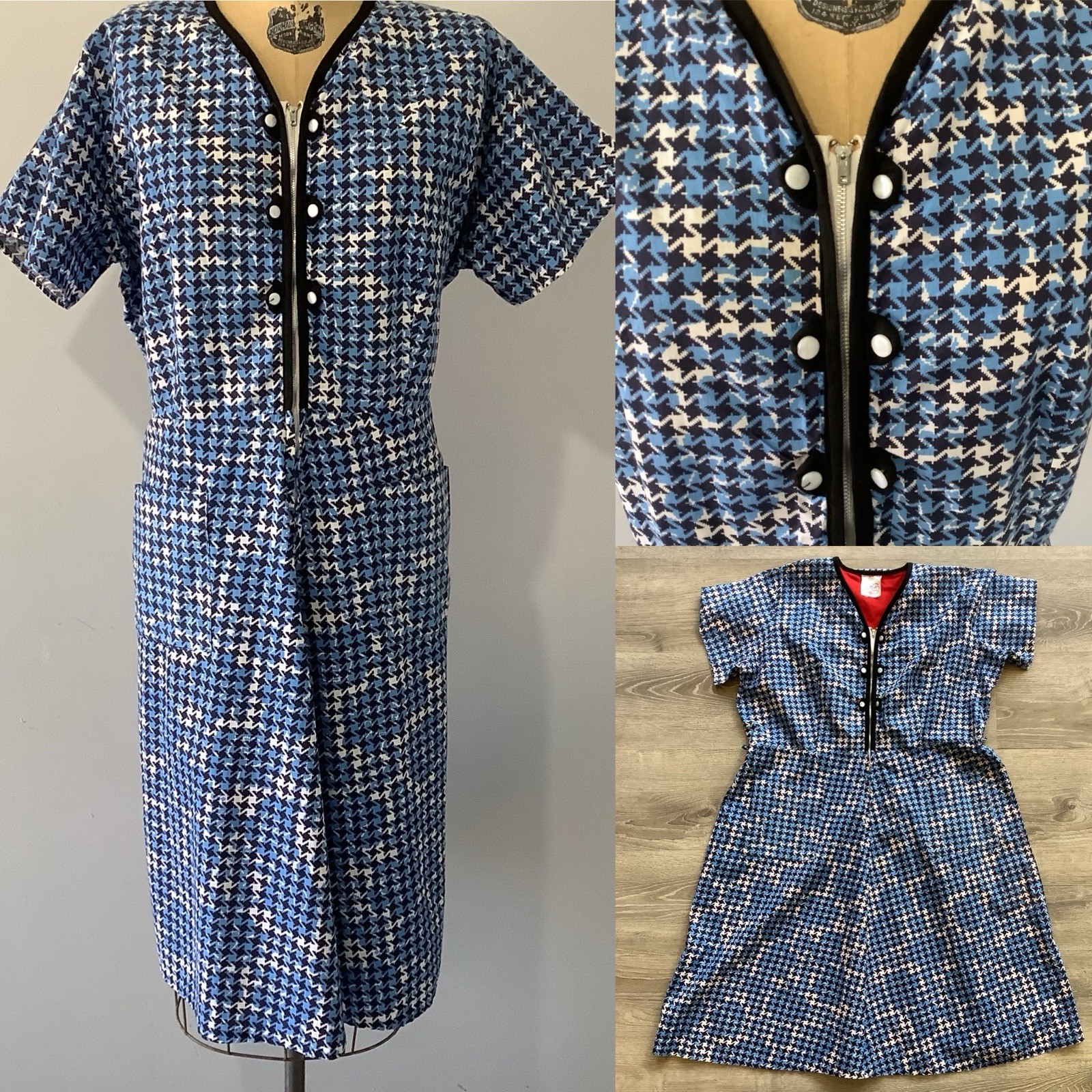 Vintage 1950’s 100% Cotton Top Mode Frocks Dress Size 26 1/2 Bust 50” Waist 42”