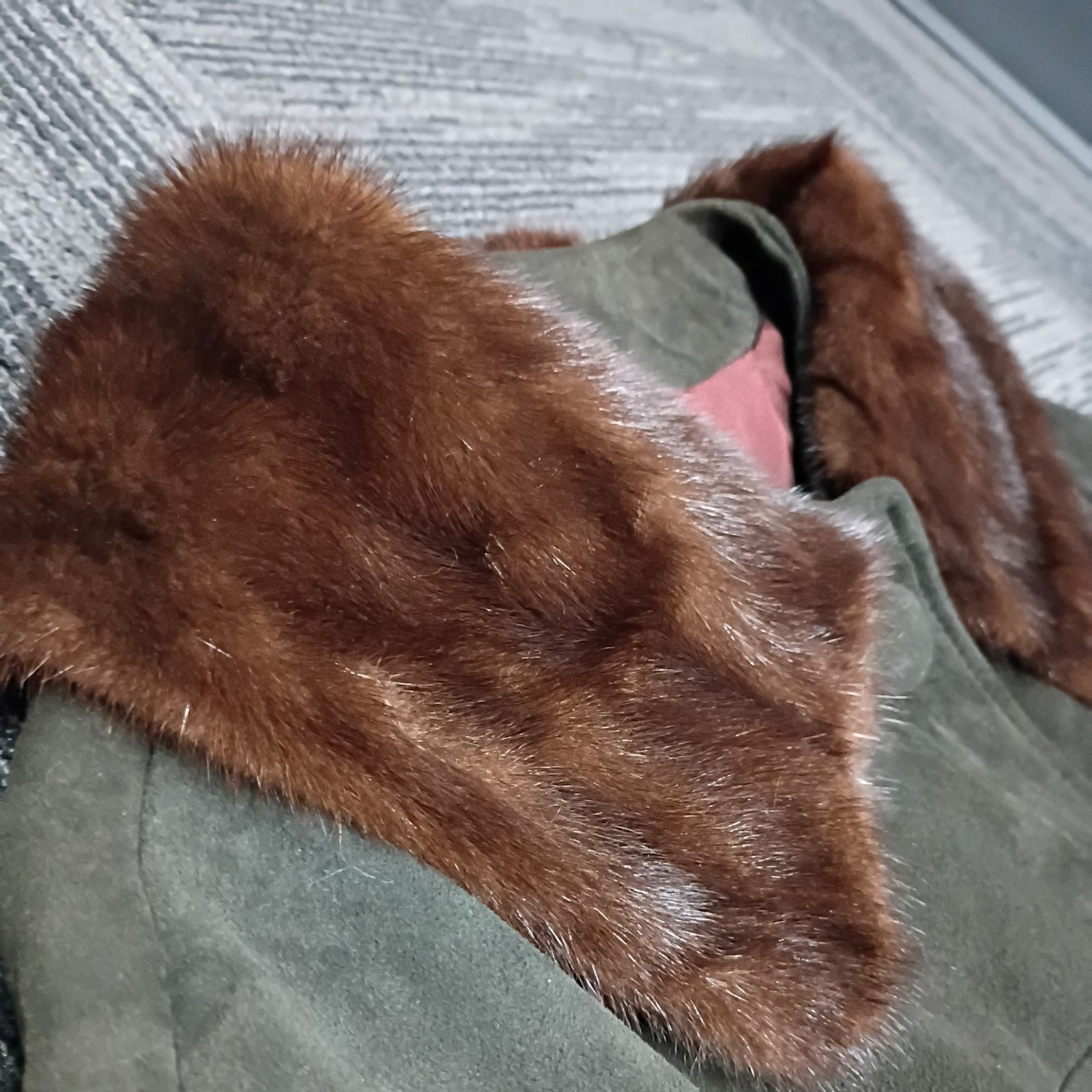 Vintage /Antique 1949 Leathercraft Suede Coat With Mink Collar Good Condition S