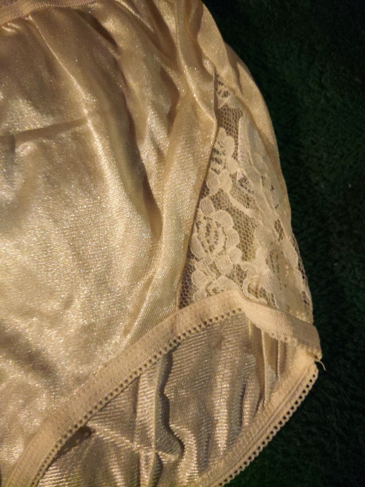 Lot Of 4 – 100% Nylon Brief Panties With Lace Silky Soft Size 7