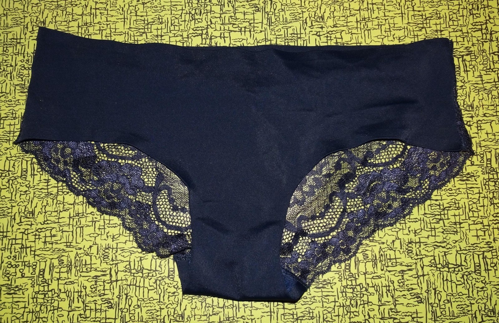 Marilyn Monroe Black Hipster Panties with Sheer Lace Butt size S risque