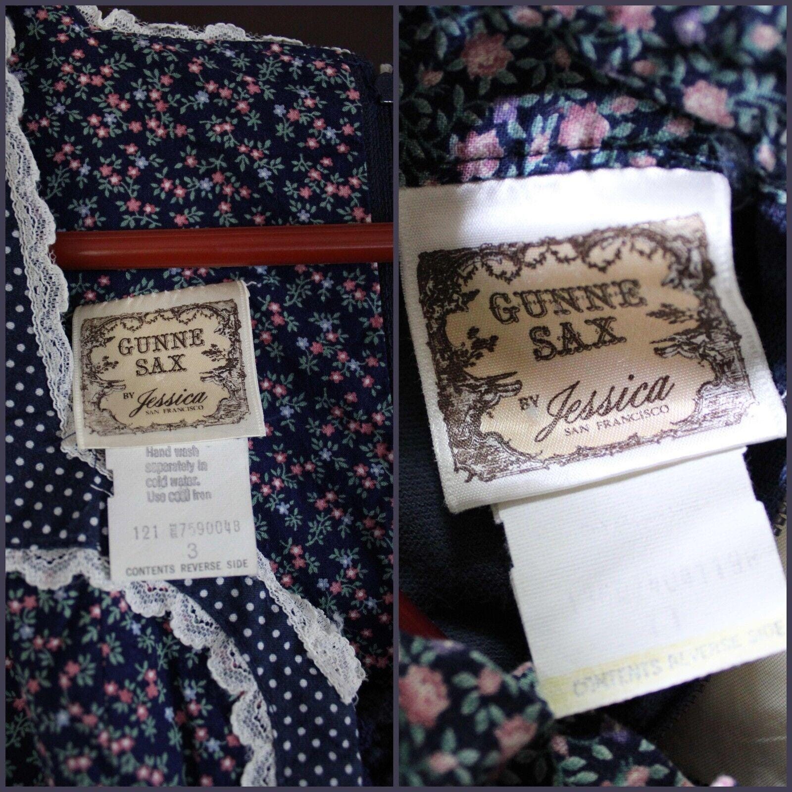 Beautiful Gunne Sax Vtg Clothing Lot 2 Dresses, Peplum Boho Floral, Prairie Midi