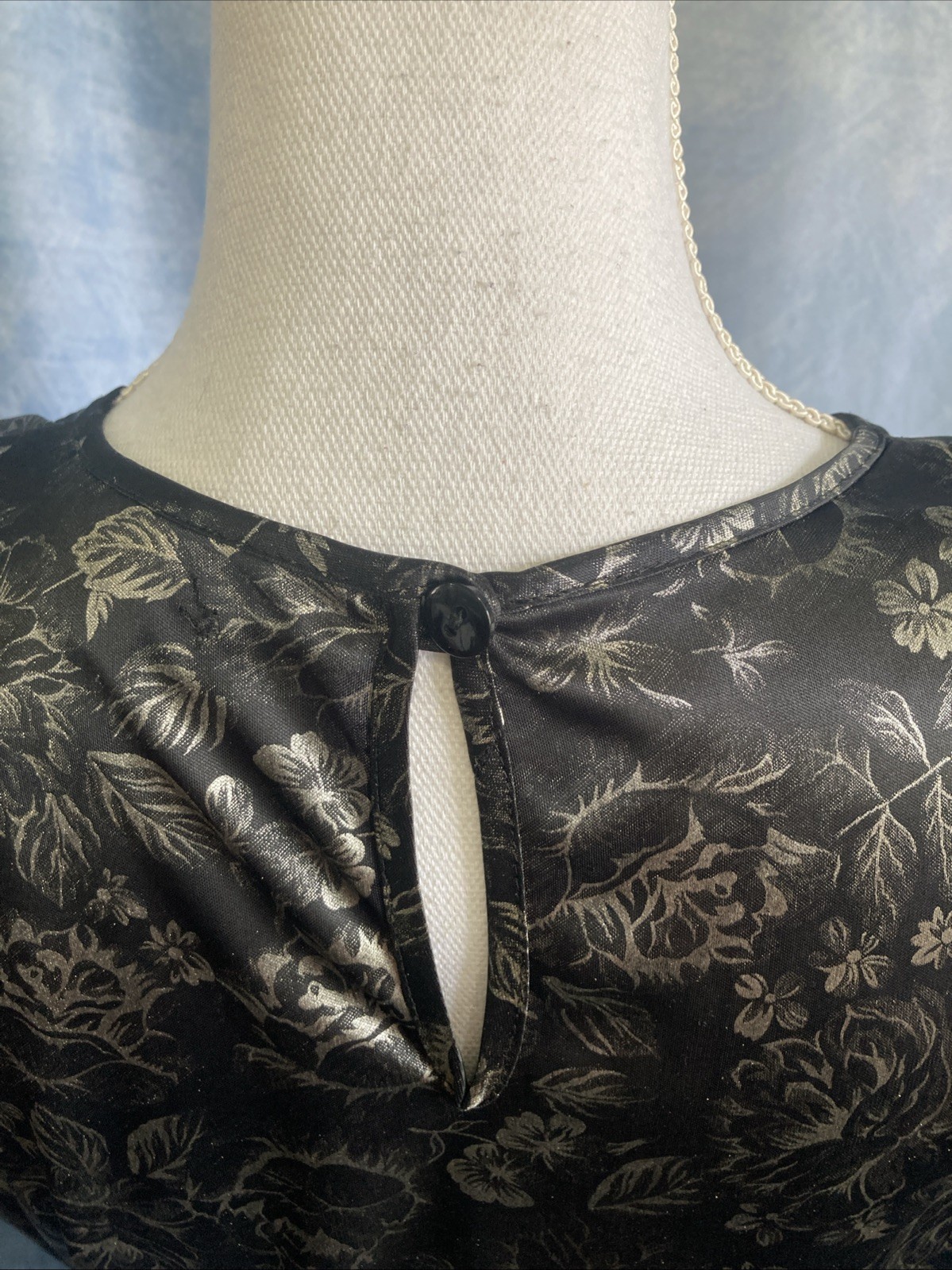 Vtg 80s 90s Petites by Fundamental Things Top Sz 4 Floral Union Made Poly EUC