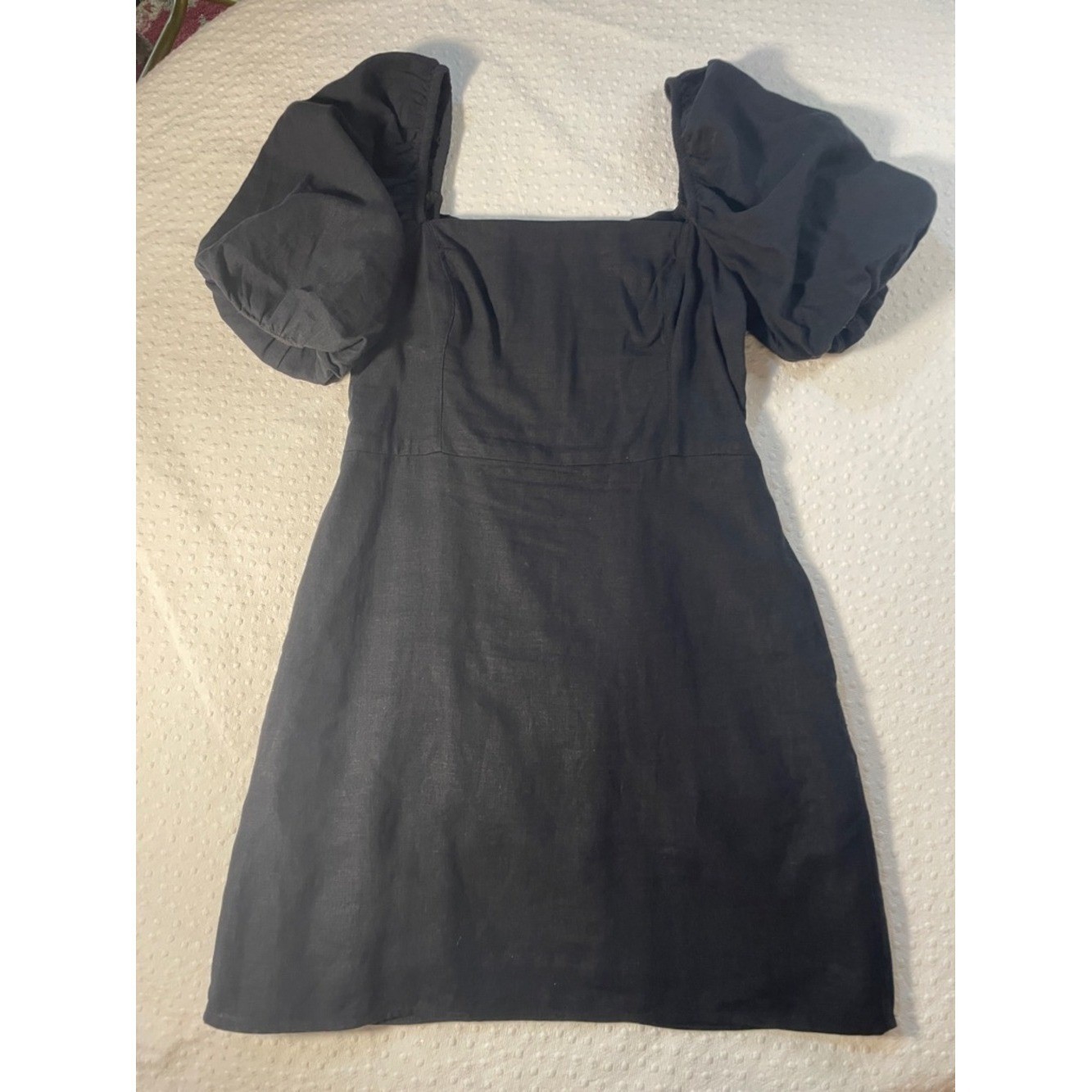 Vintage Abercrombie & Fitch Black cotton/ linen LBD balloon sleeve lined S🔥