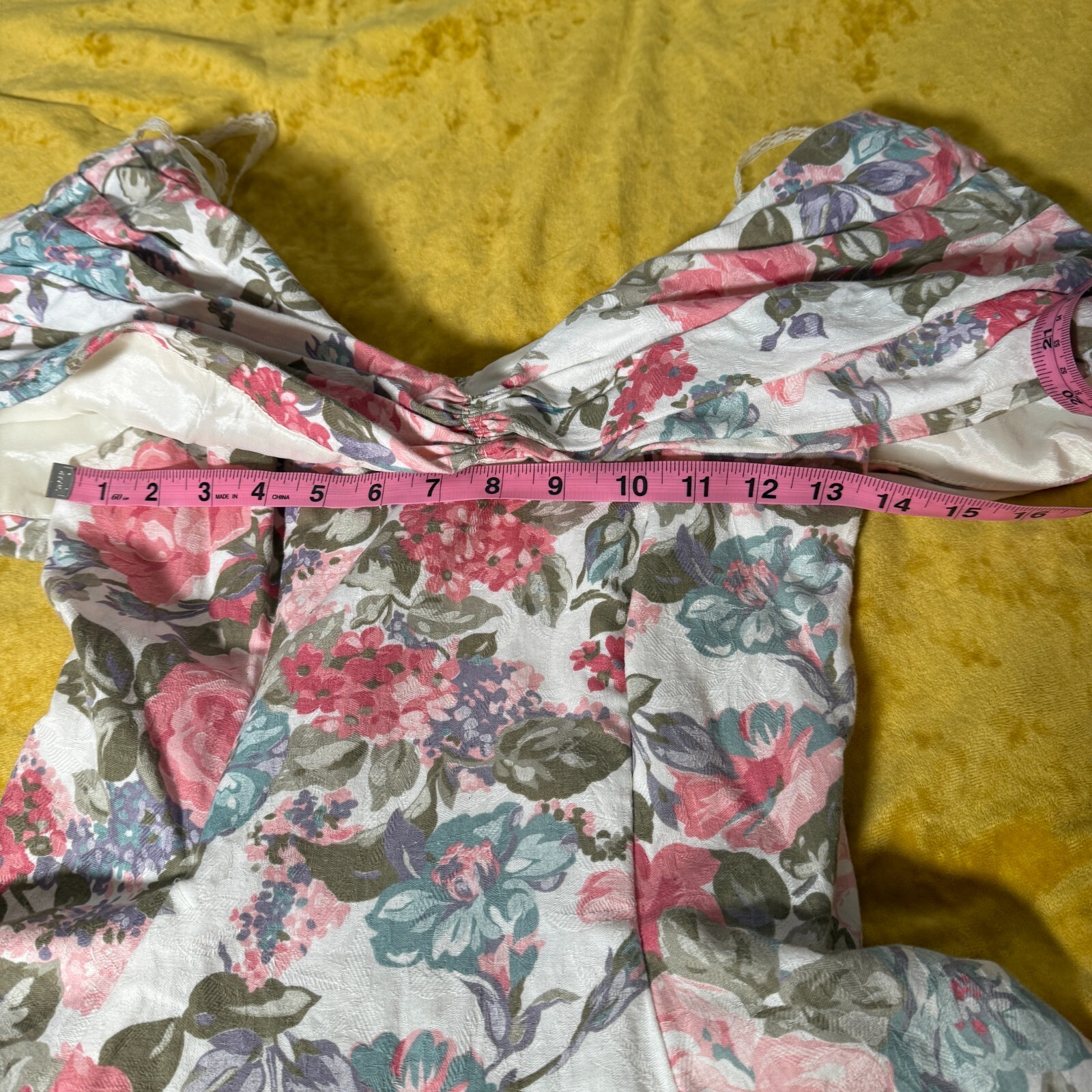 Vintage Positively Ellyn Womens Cocktail Floral Midi Dress Off Shoulder Medium