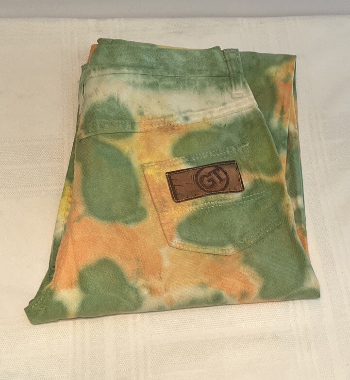Vintage 1970s Girltown Wide Bottom Women’s Tie-Dye Thin Denim Jeans 28×26 Rare!