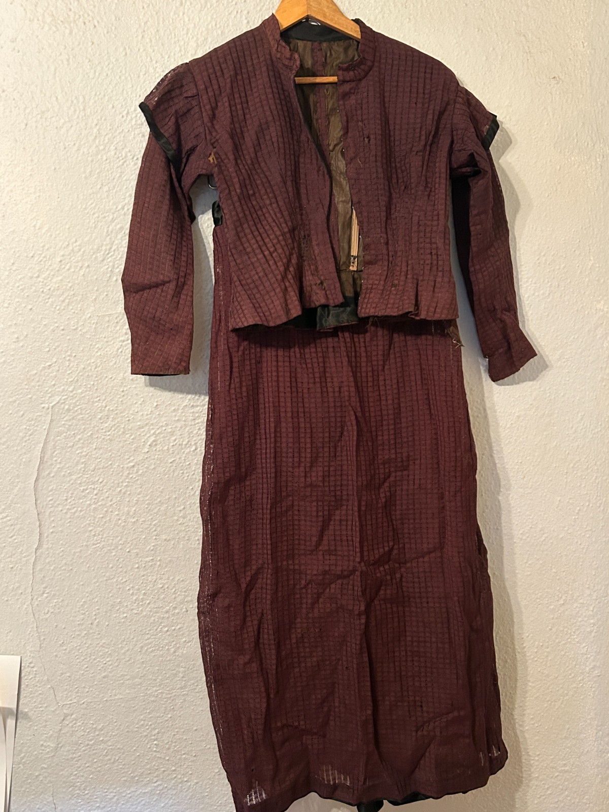 READ As is Victorian Womens S/M Dress Brown Lace Bodice & Skirt Study Repair