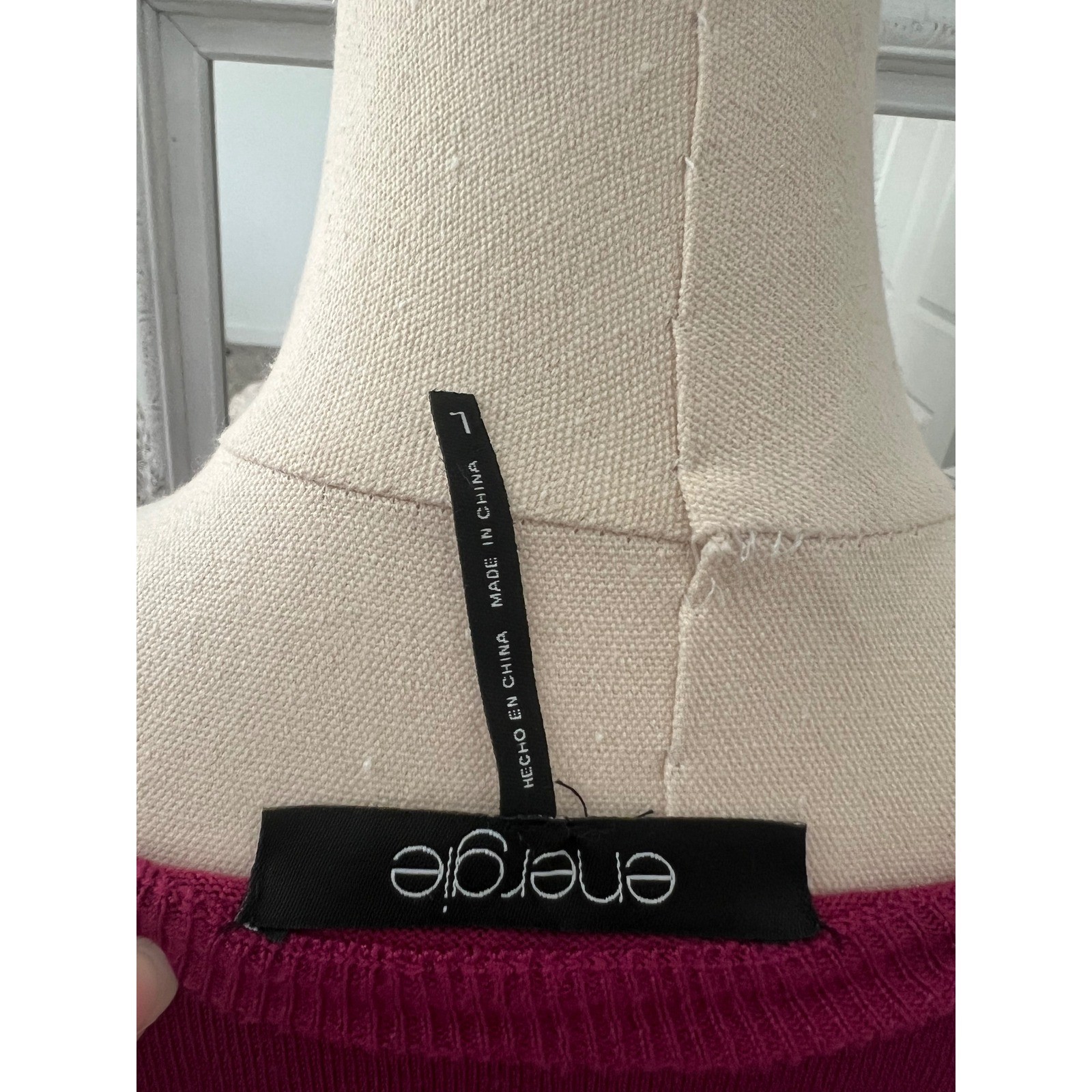 vintage energie magenta fitted long sleeve sweater top