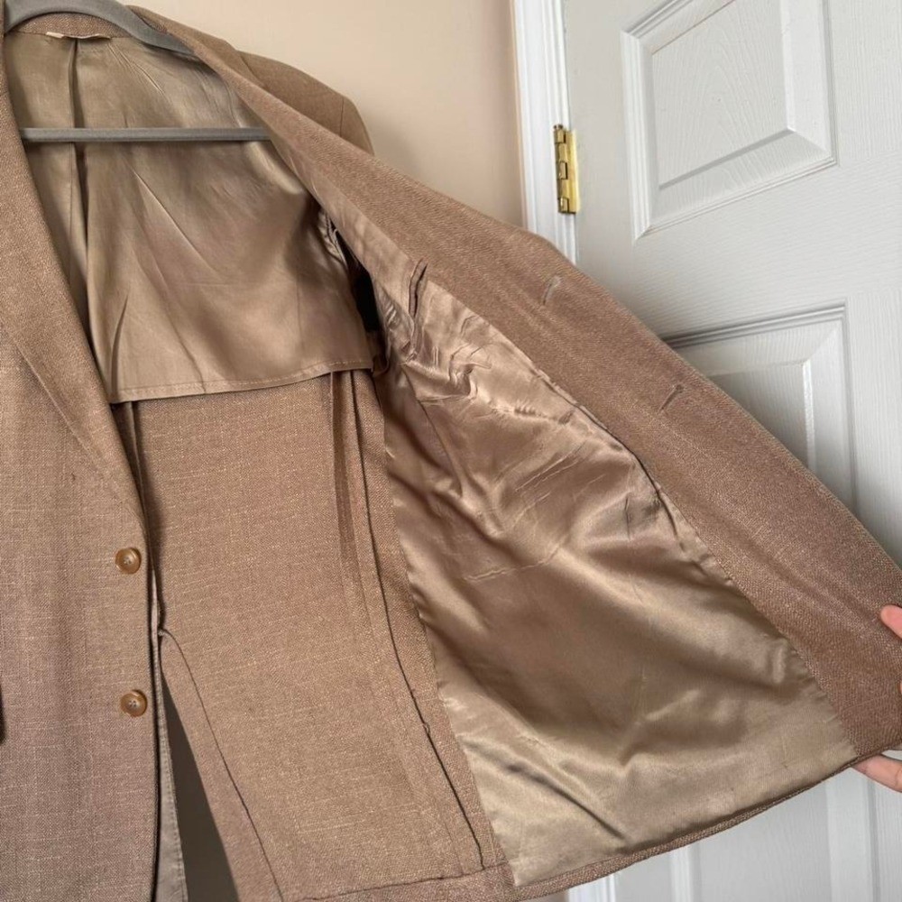 Vintage Brown Raw Silk Blazer Size Med Brown