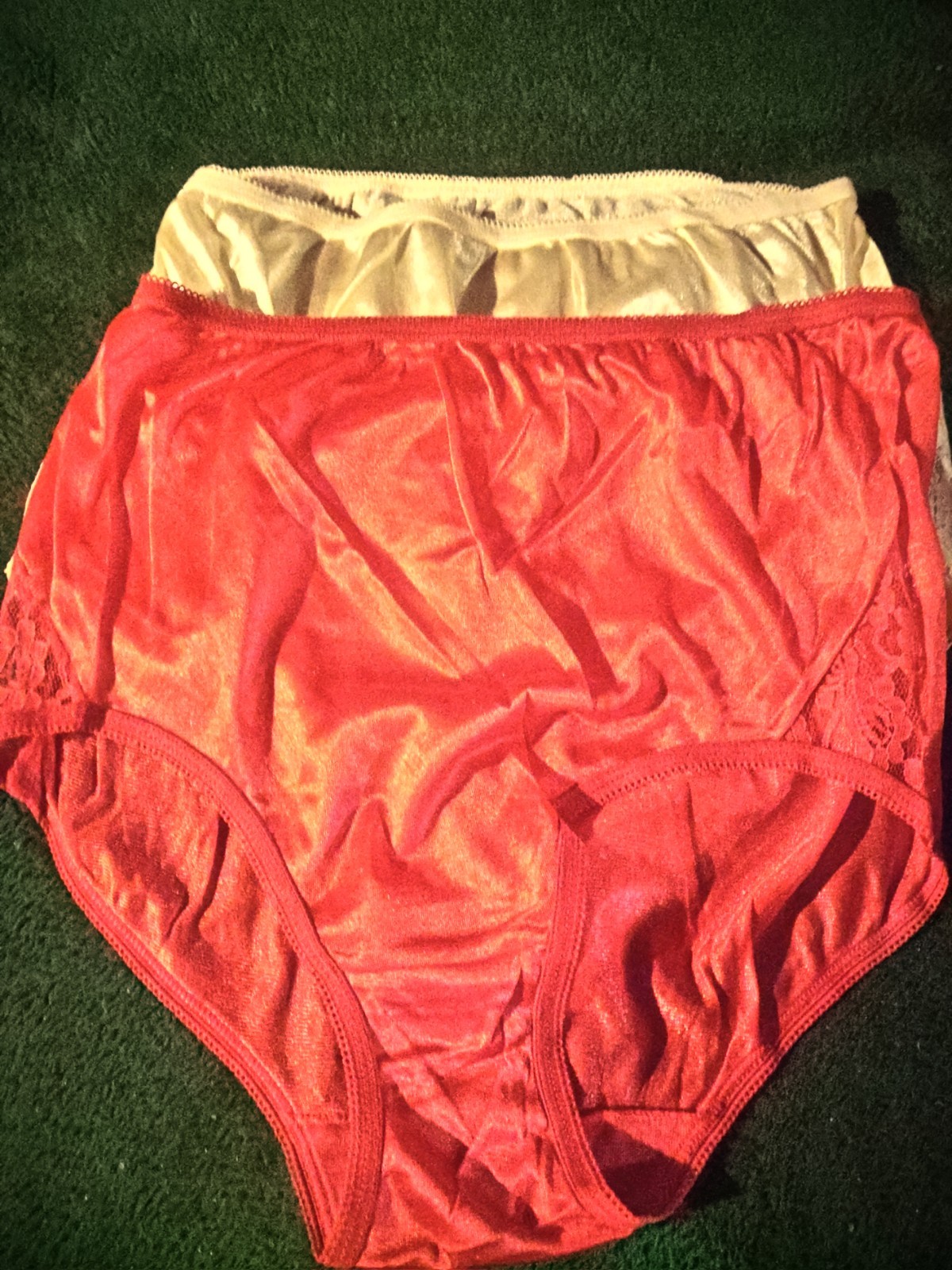 Lot Of 4 – 100% Nylon Brief Panties With Lace Silky Soft Size 7