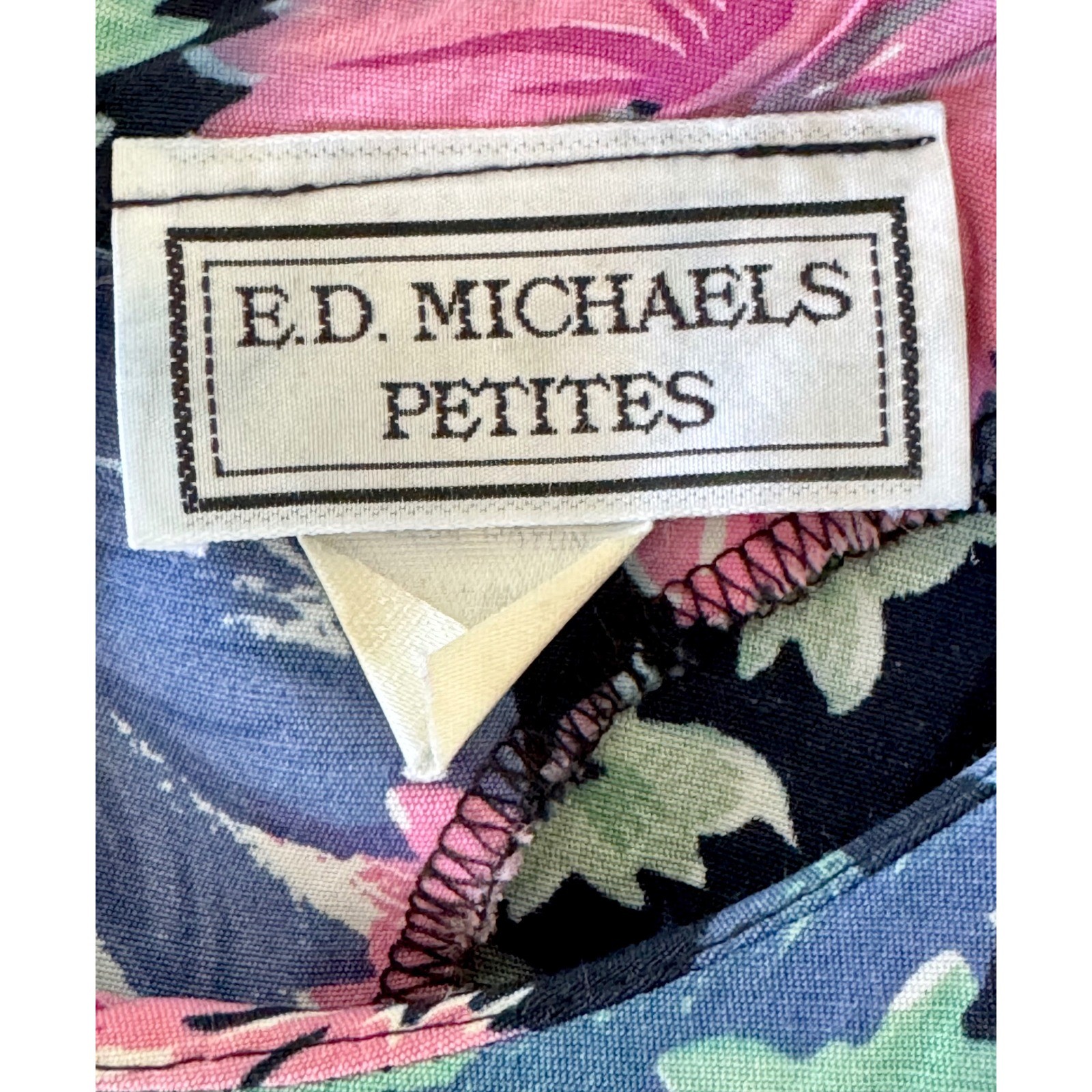 E.D. Michaels Petites Dress Women Petite Multicolor Vintage Floral Belted Midi